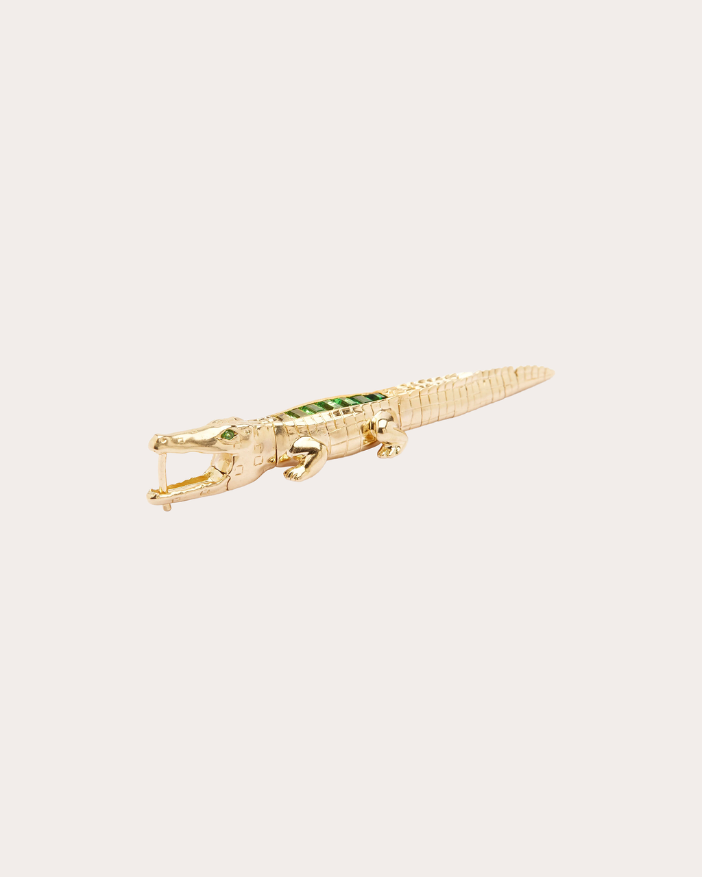 Alligator Bite 18K Gold Tsavorite and Sapphire Single Earring
