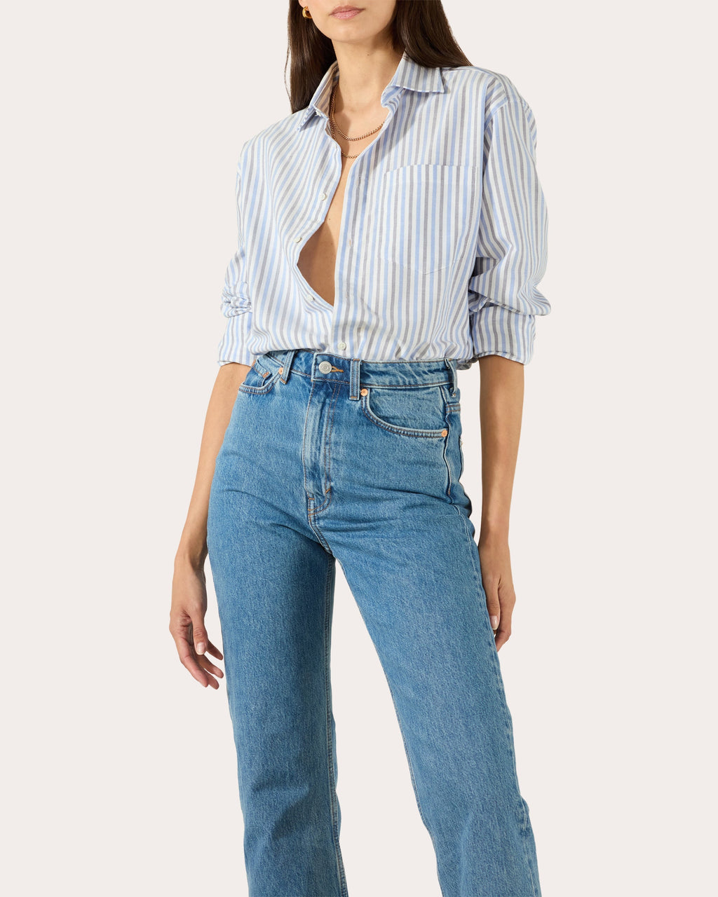 The Oversized Stripe Oxford Cotton Button-Up Shirt