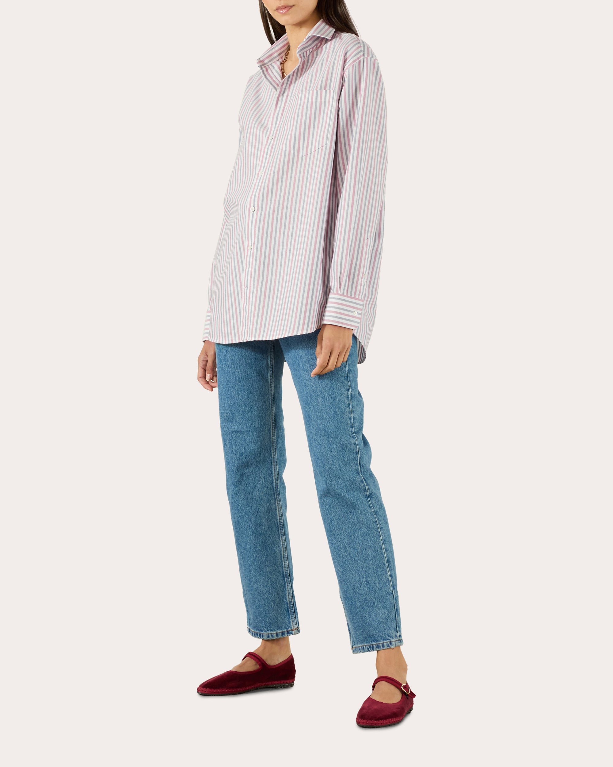 The Oversized Stripe Oxford Cotton Button-Up Shirt