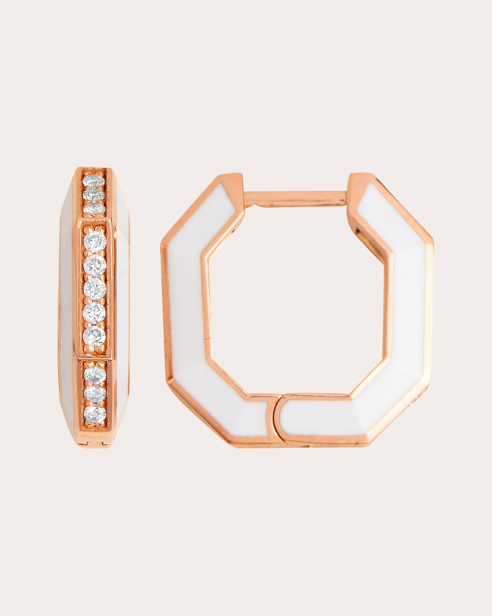 Fizzy 18K Gold Enamel and Diamond Hoop Earrings