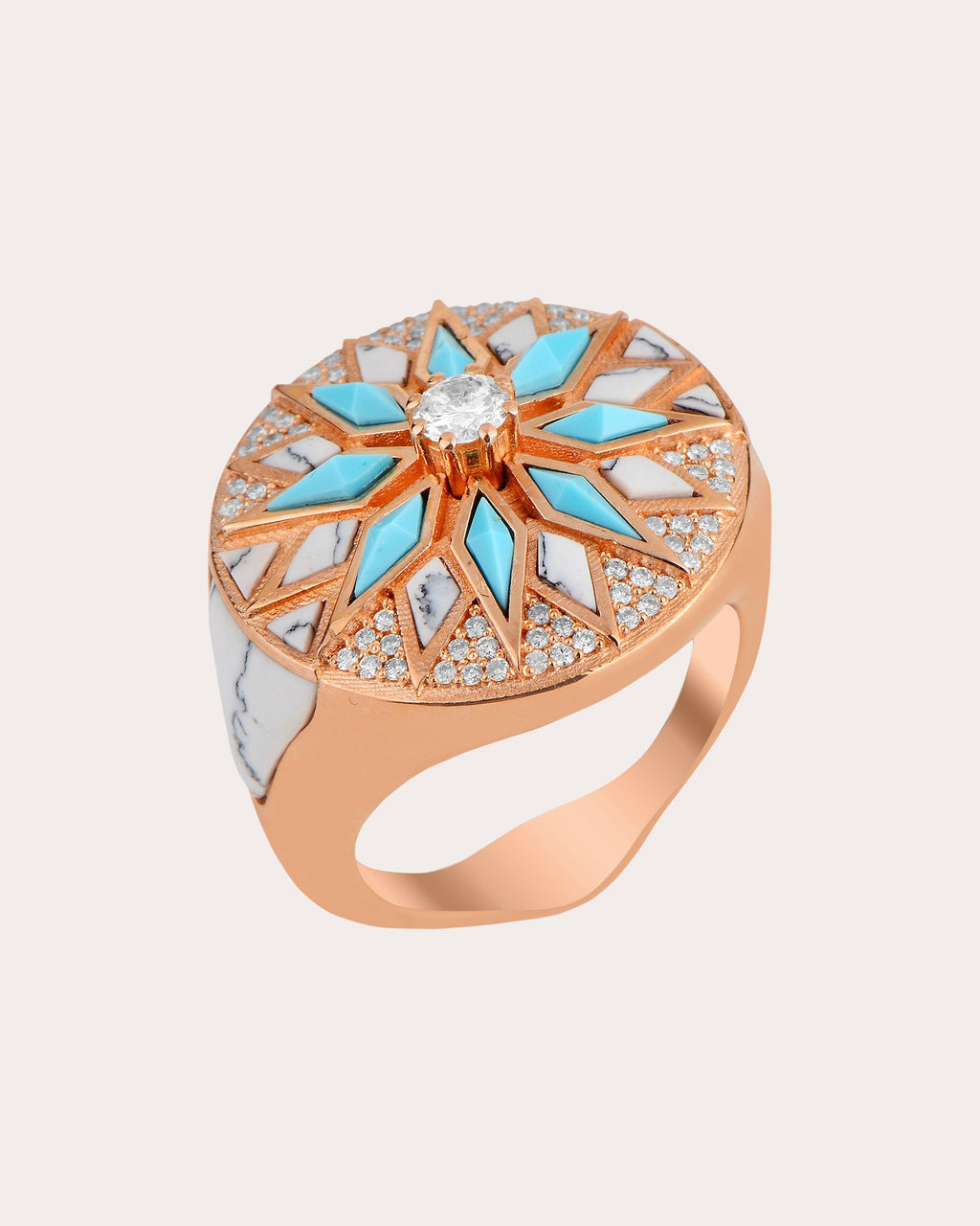 Nord 18K Gold Agate Turquoise and Diamond Ring