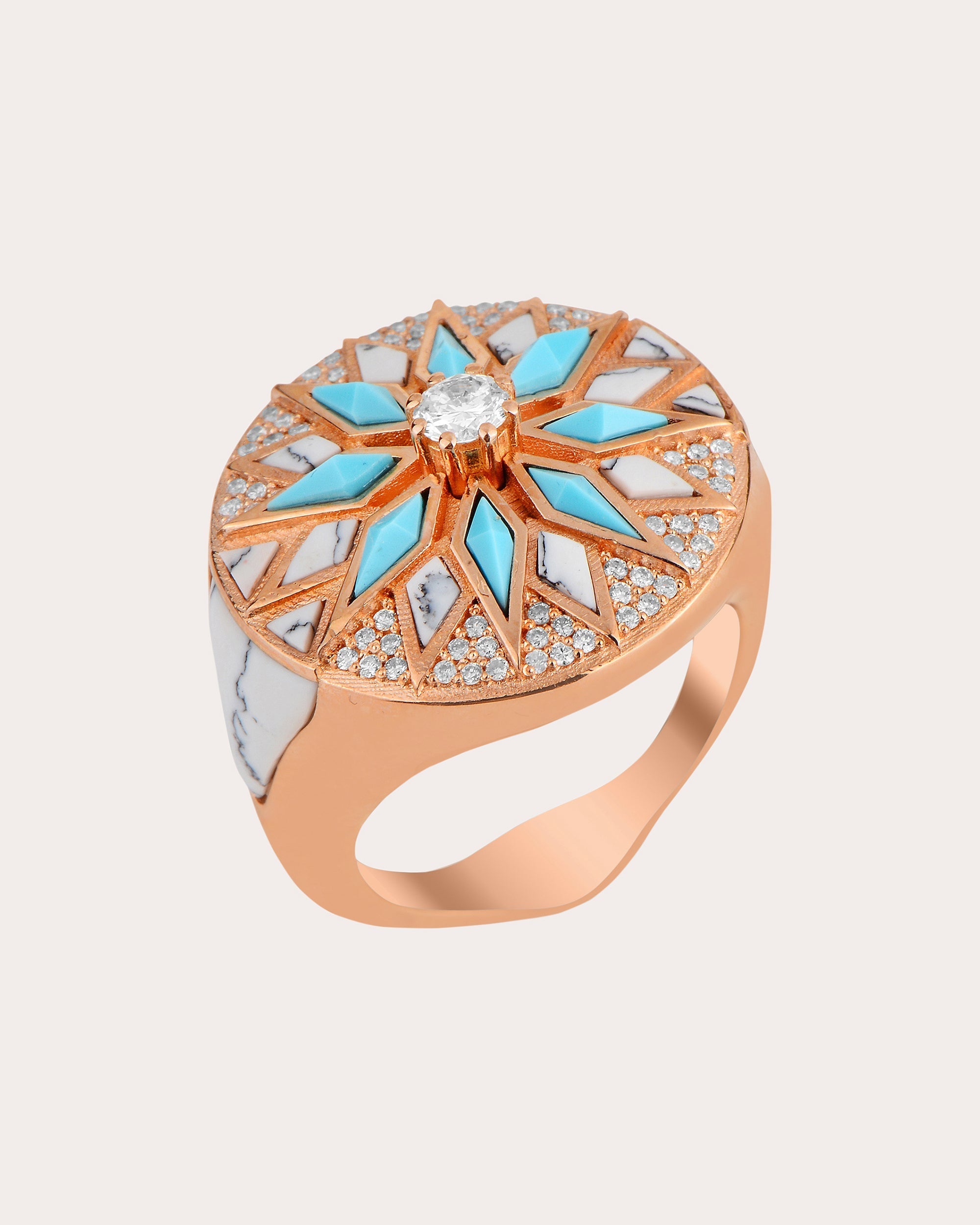 Nord 18K Gold Agate Turquoise and Diamond Ring