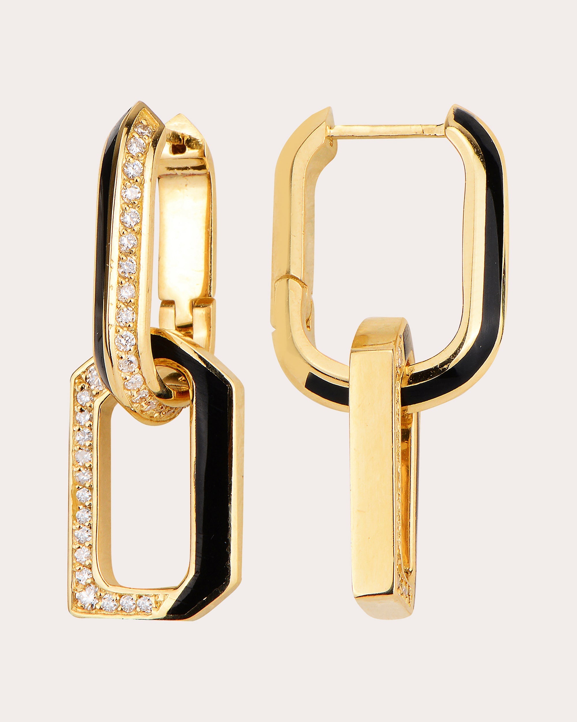 Flow 18K Gold Enamel and Diamond Earrings