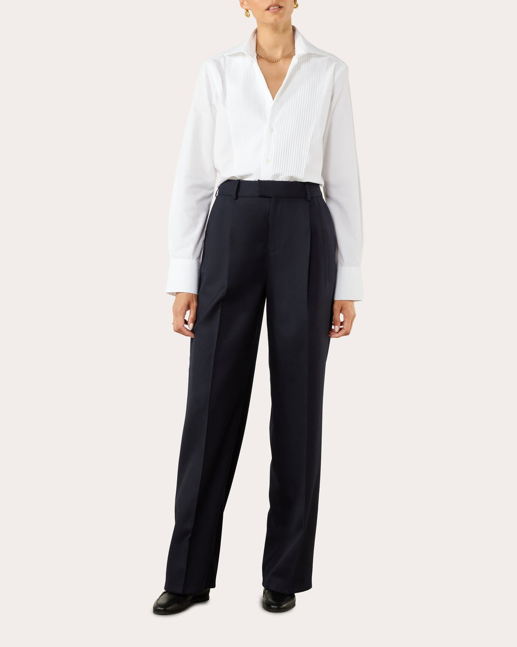 The Dress Cotton Poplin Pintucked Button-Up Shirt