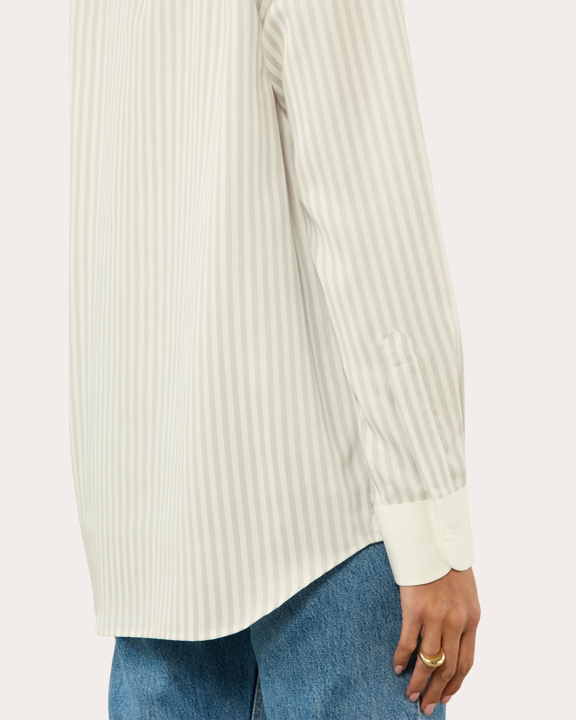 The Boyfriend Stripe Tencel™ Contrast Button-Up Shirt