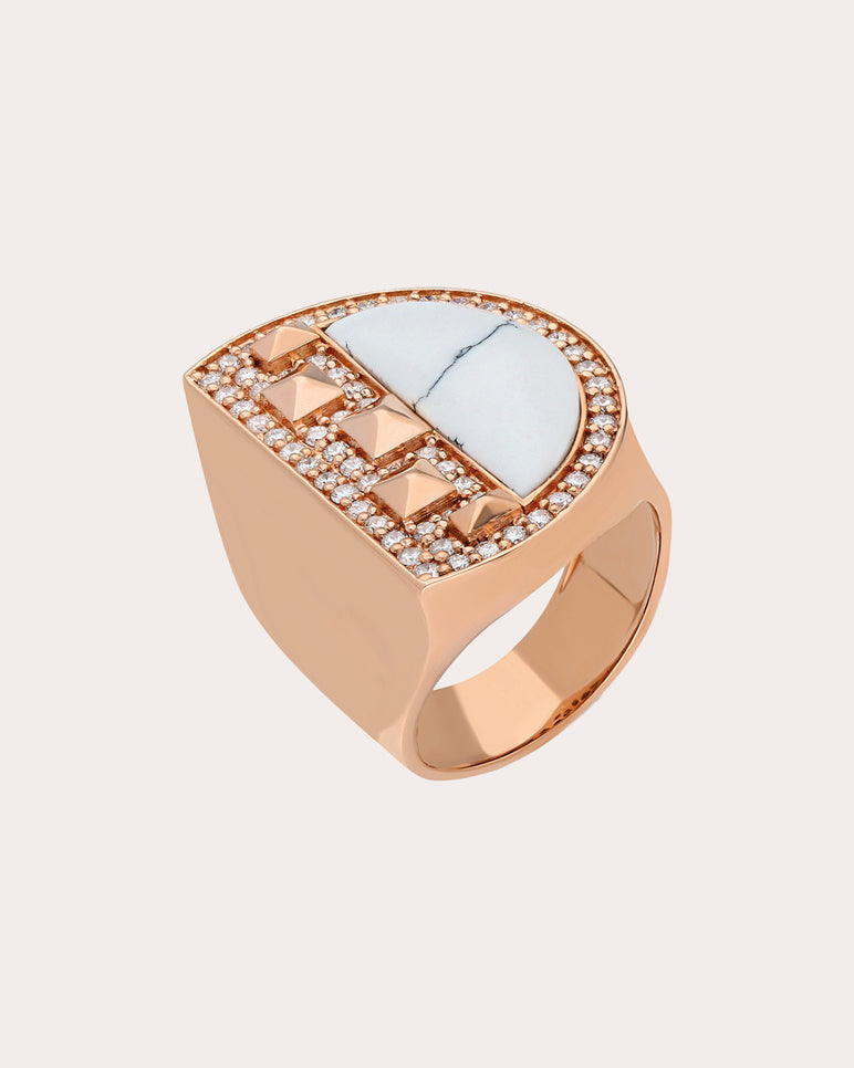 Cairo 18K Gold Agate and Diamond Ring