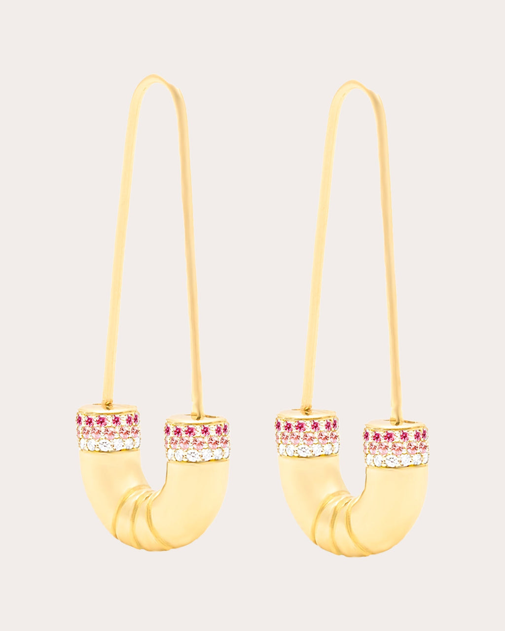 Crew 14K Gold Pink Sapphire and Diamond Tube Earrings