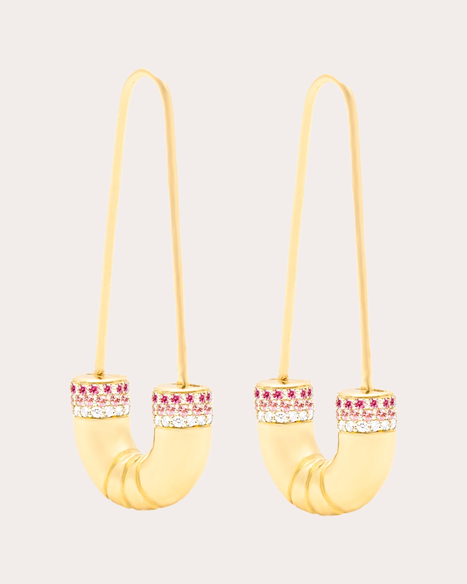 Crew 14K Gold Pink Sapphire and Diamond Tube Earrings