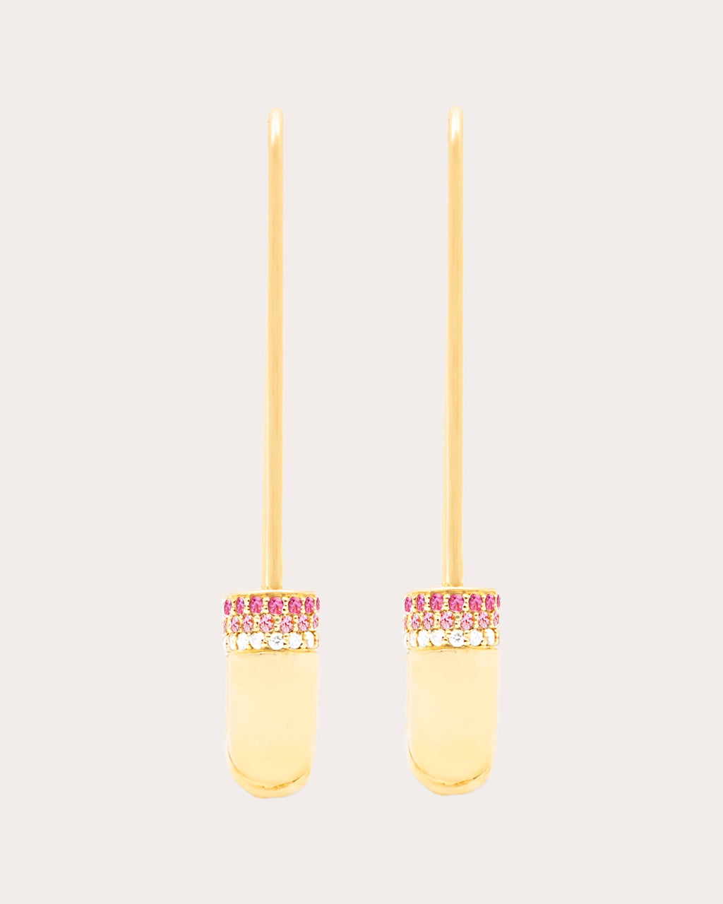 Crew 14K Gold Pink Sapphire and Diamond Tube Earrings