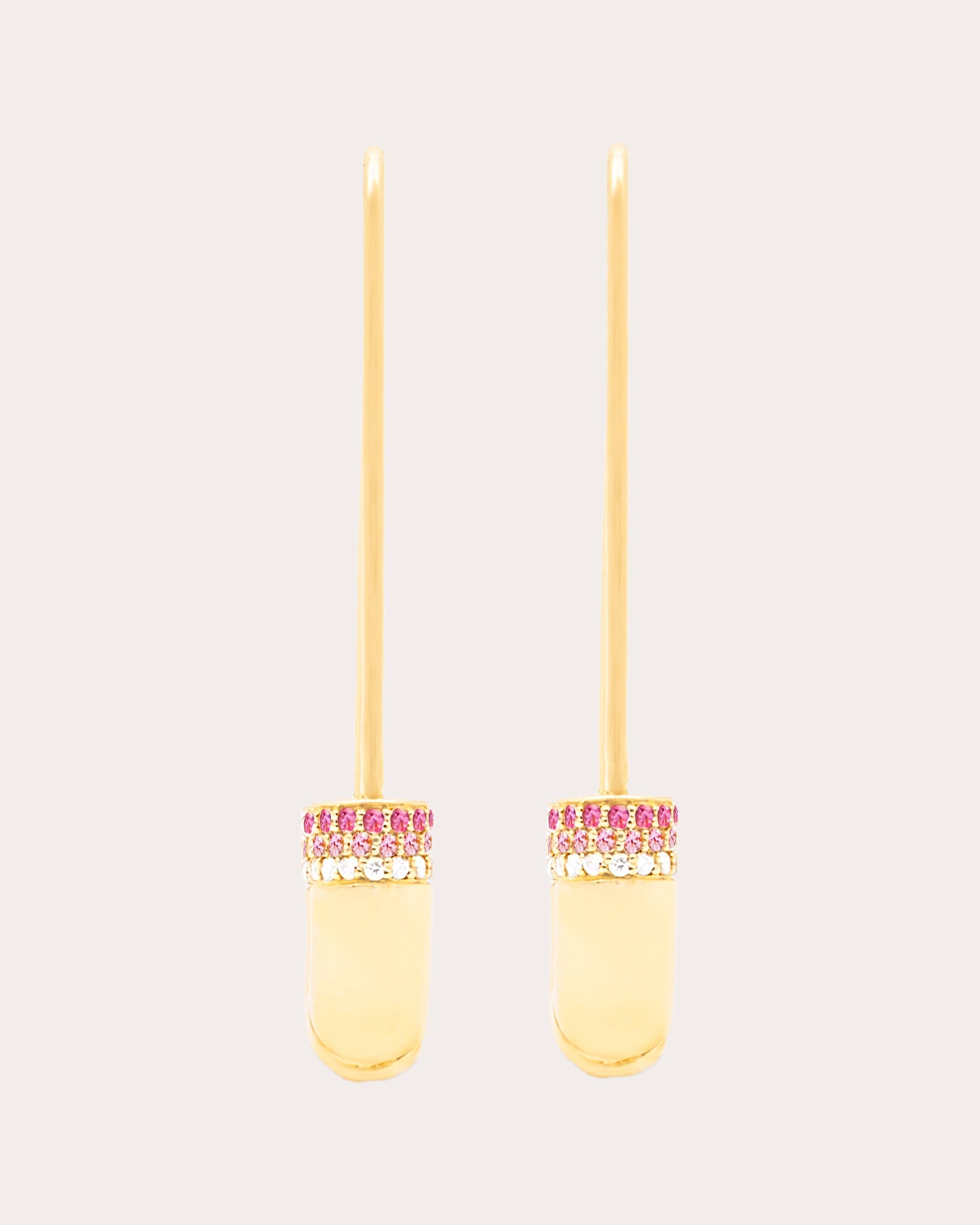 Crew 14K Gold Pink Sapphire and Diamond Tube Earrings