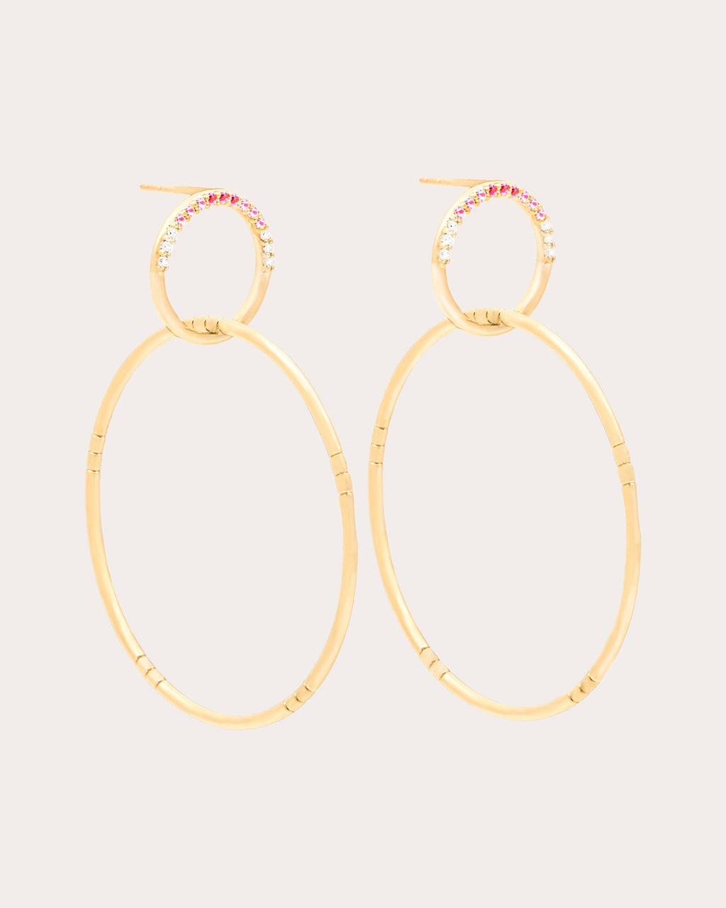 Crew 14K Gold Pink Sapphire and Diamond Double Hoop Earrings