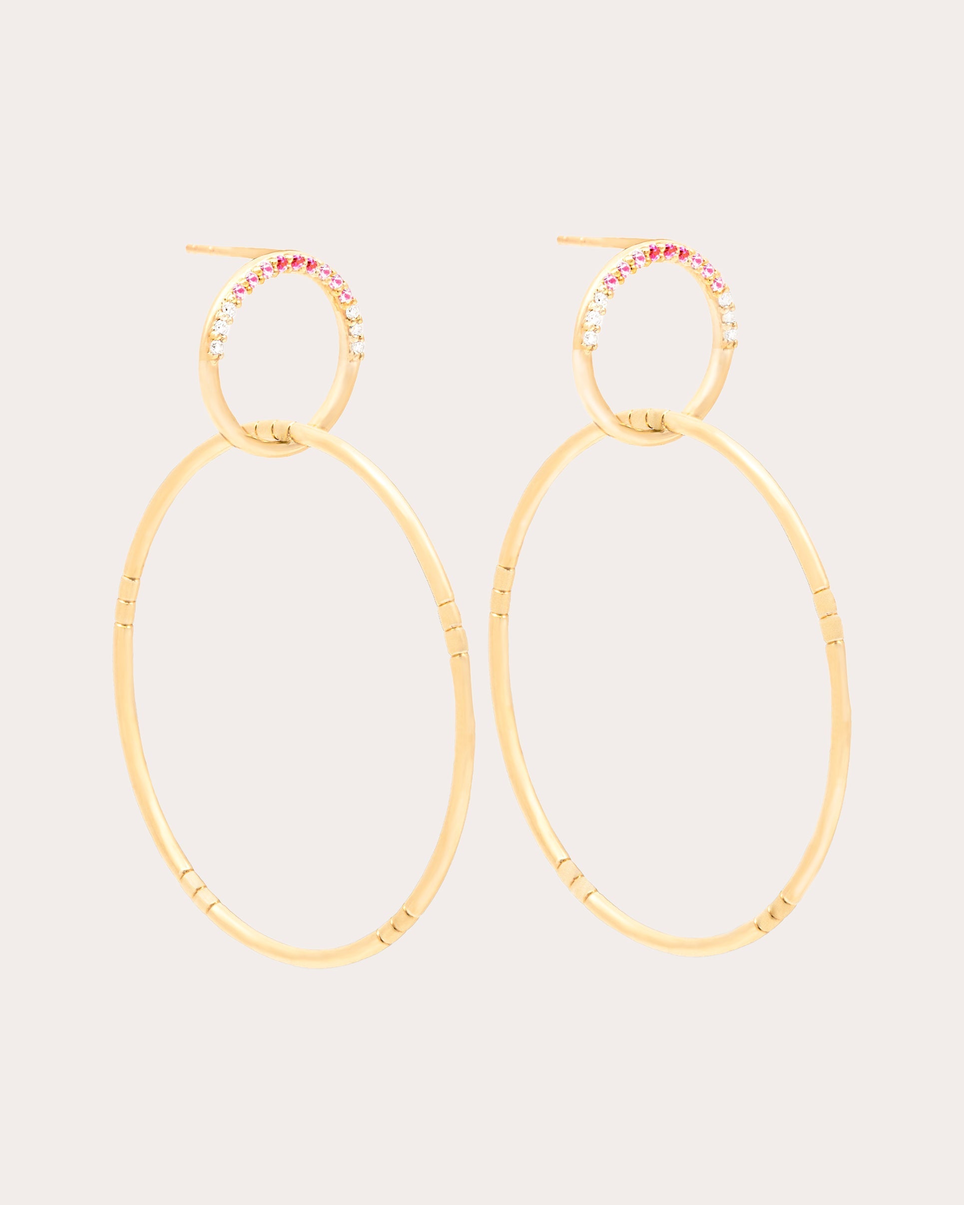 Crew 14K Gold Pink Sapphire and Diamond Double Hoop Earrings