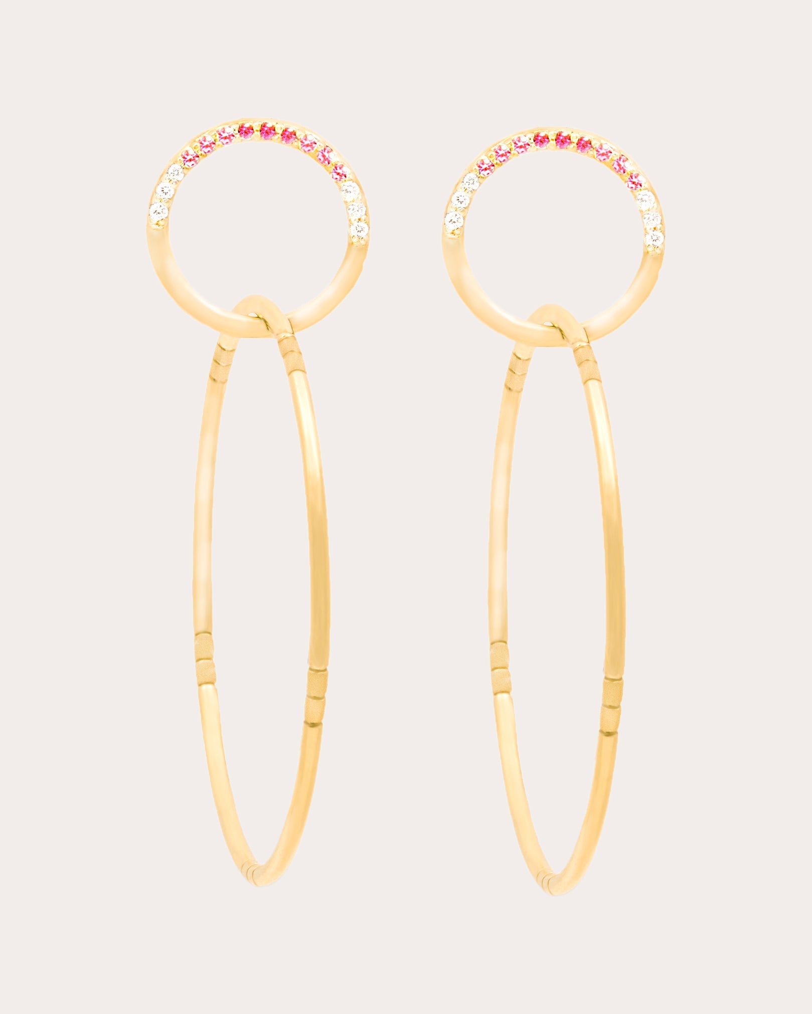 Crew 14K Gold Pink Sapphire and Diamond Double Hoop Earrings