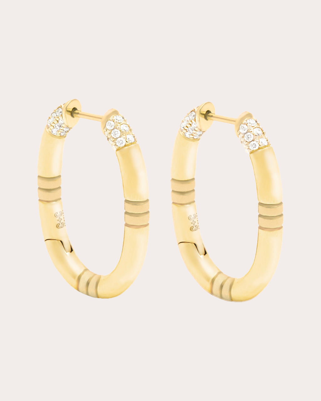Crew Small 14K Gold Diamond Oval Hoop Earrings