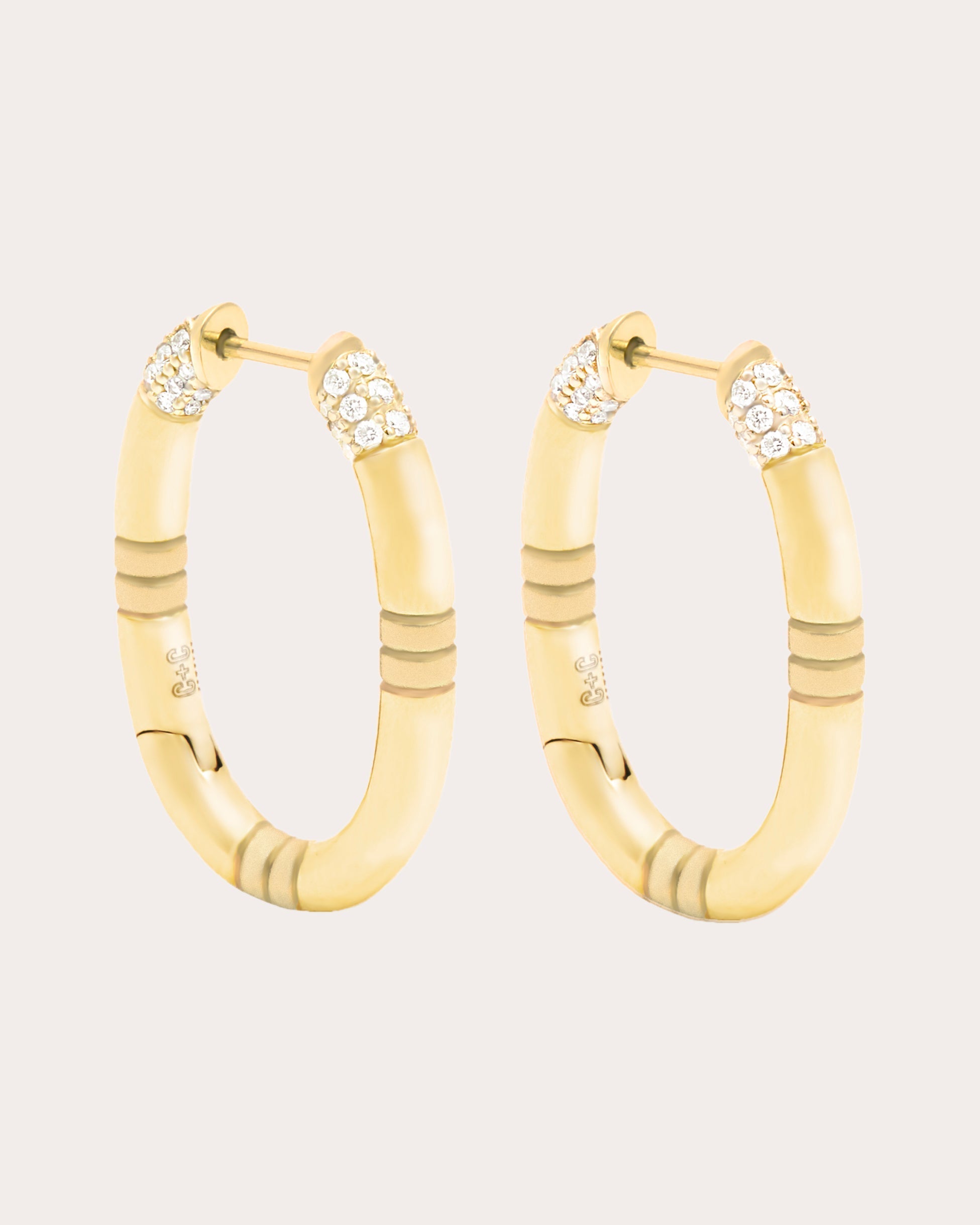 Crew Small 14K Gold Diamond Oval Hoop Earrings