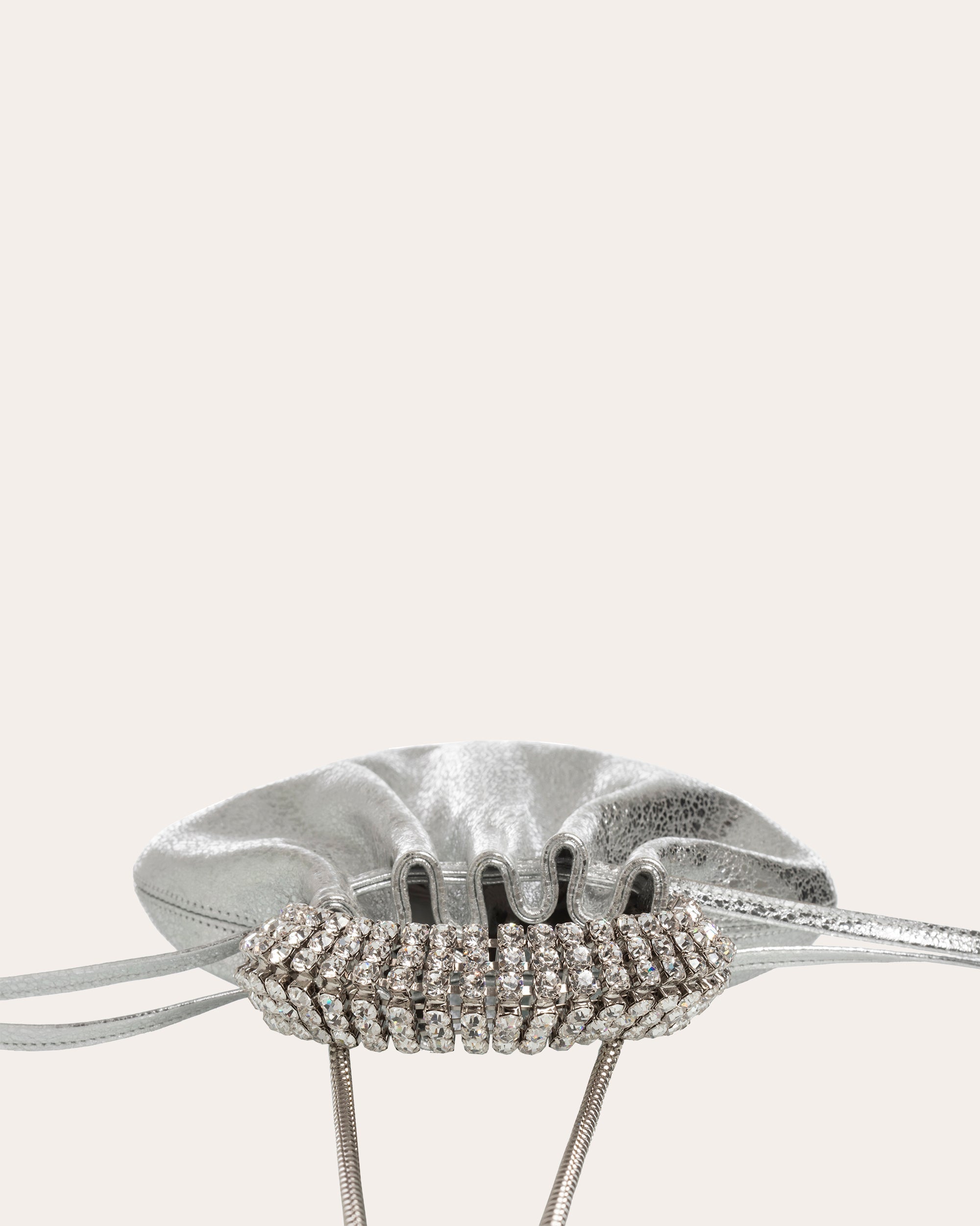 Ayla Crystal-Embellished Metallic Crackled-Leather Tote
