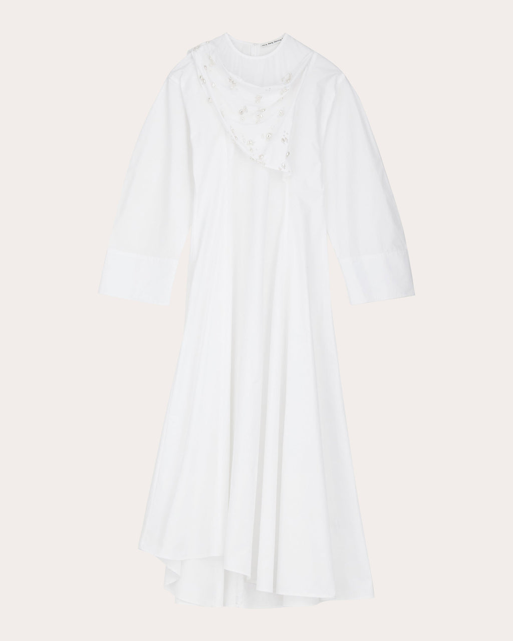 Daisy Atelier Embellished Cotton-Poplin Midi Dress