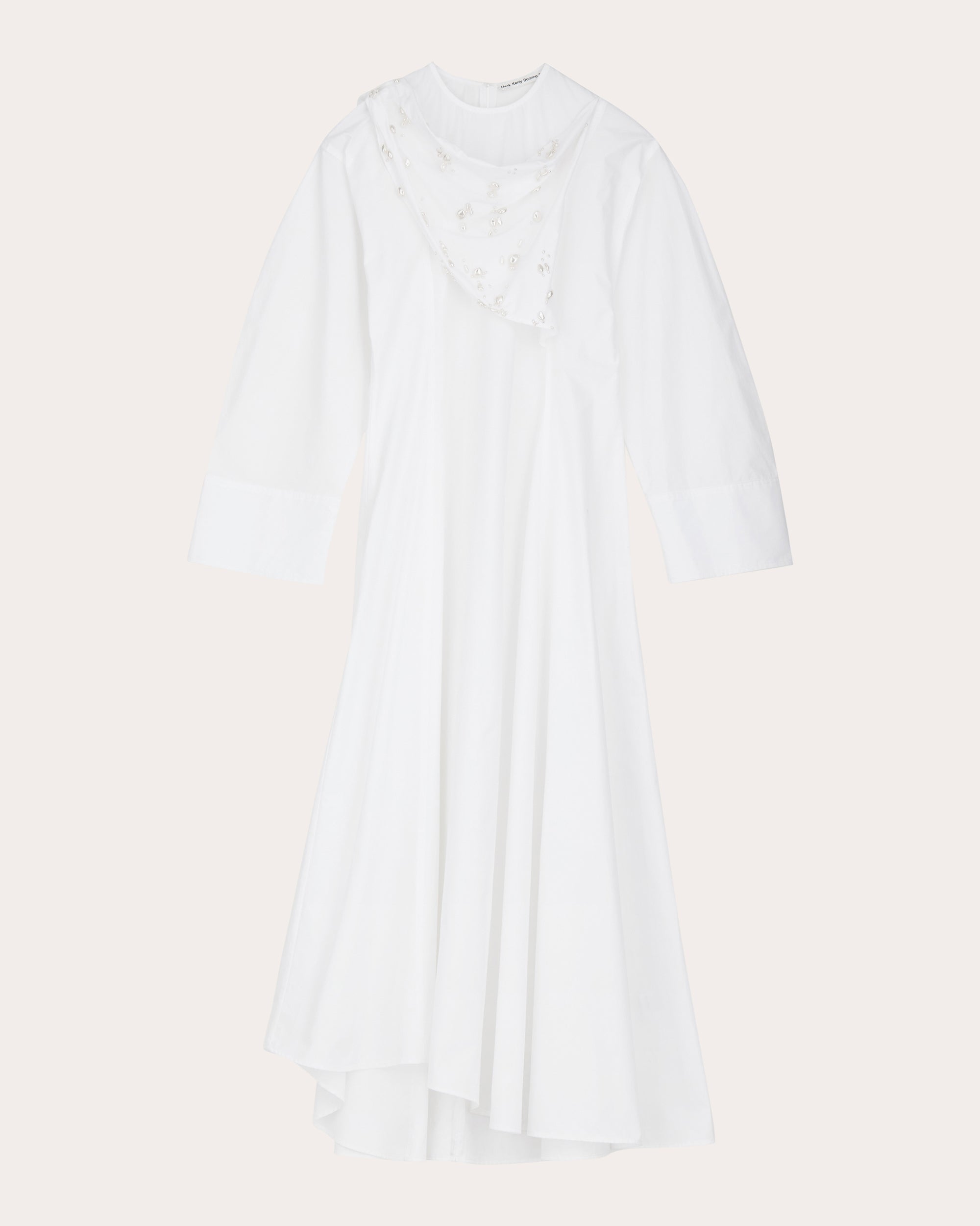 Daisy Atelier Embellished Cotton-Poplin Midi Dress