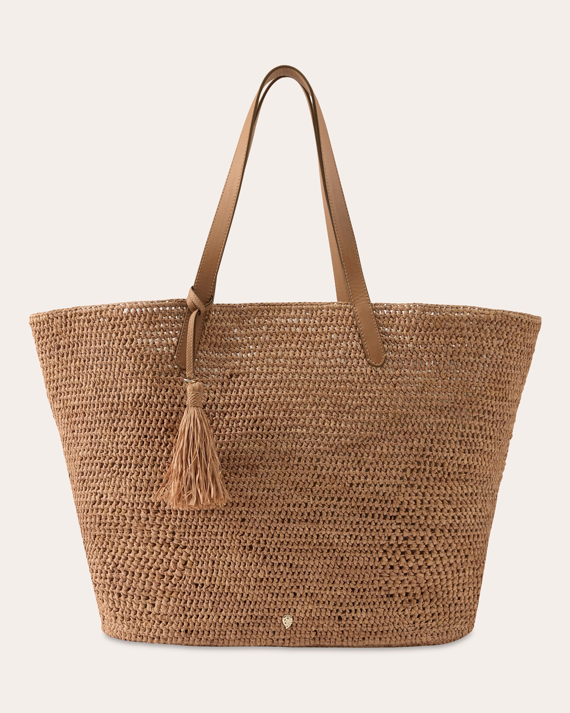 Dana Tasseled Leather-Trimmed Raffia Tote Bag
