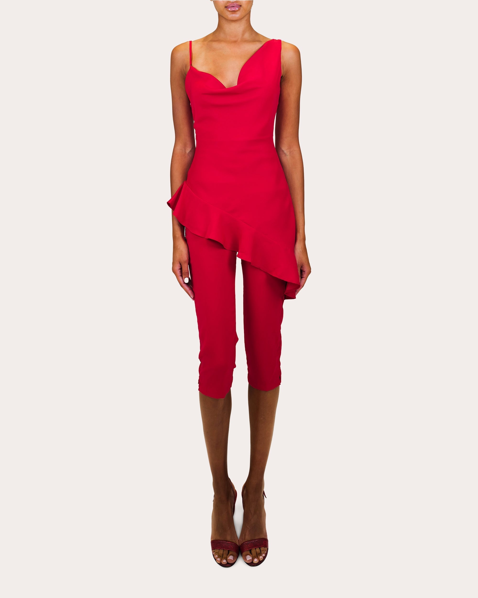 Daphne Asymmetric Draped Satin Top