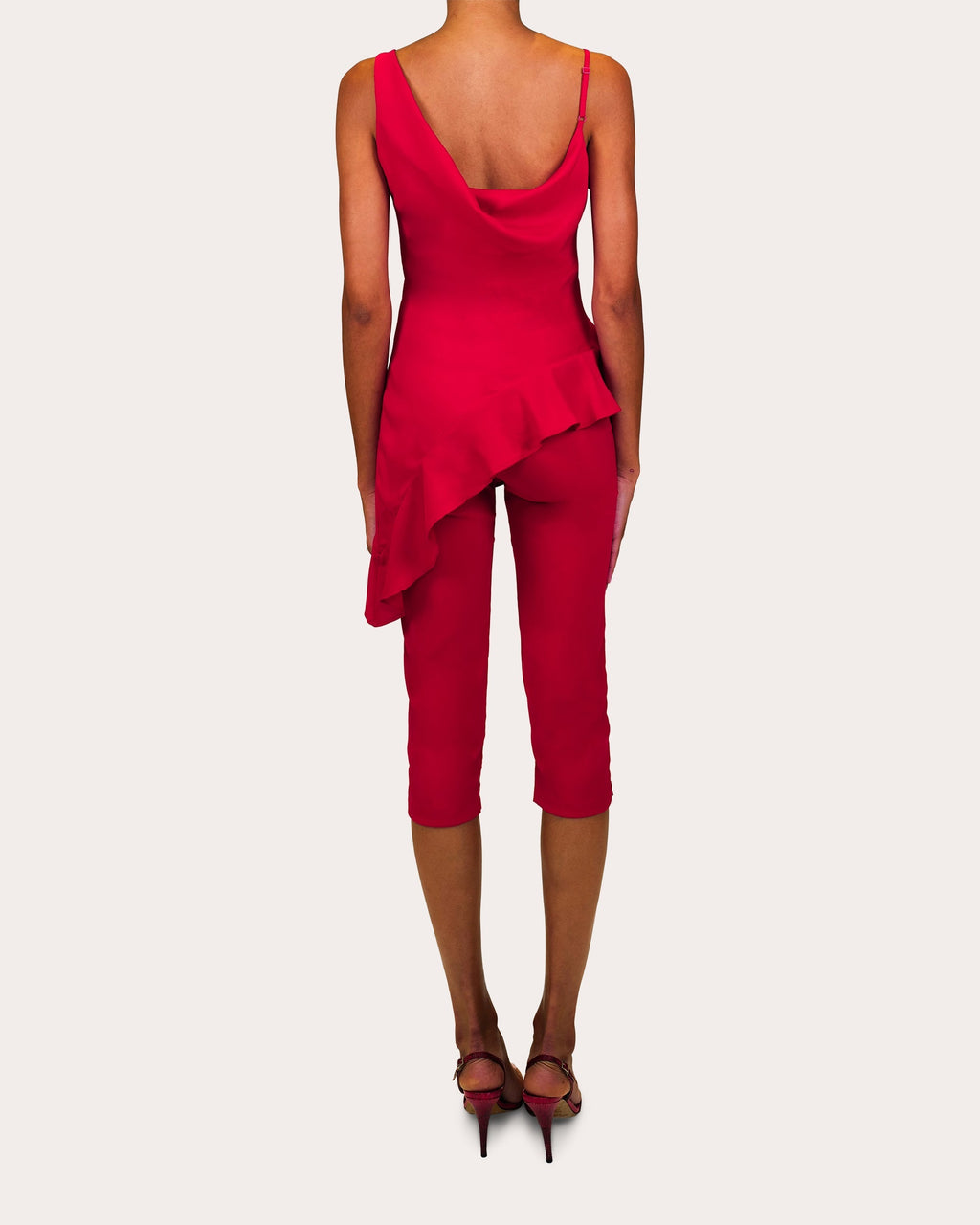 Daphne Asymmetric Draped Satin Top