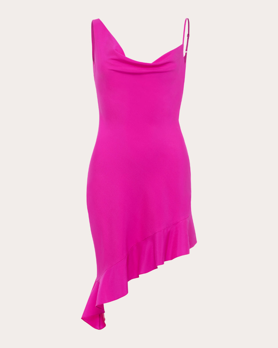 Daphne Asymmetric Draped Silk-Charmeuse Mini Dress