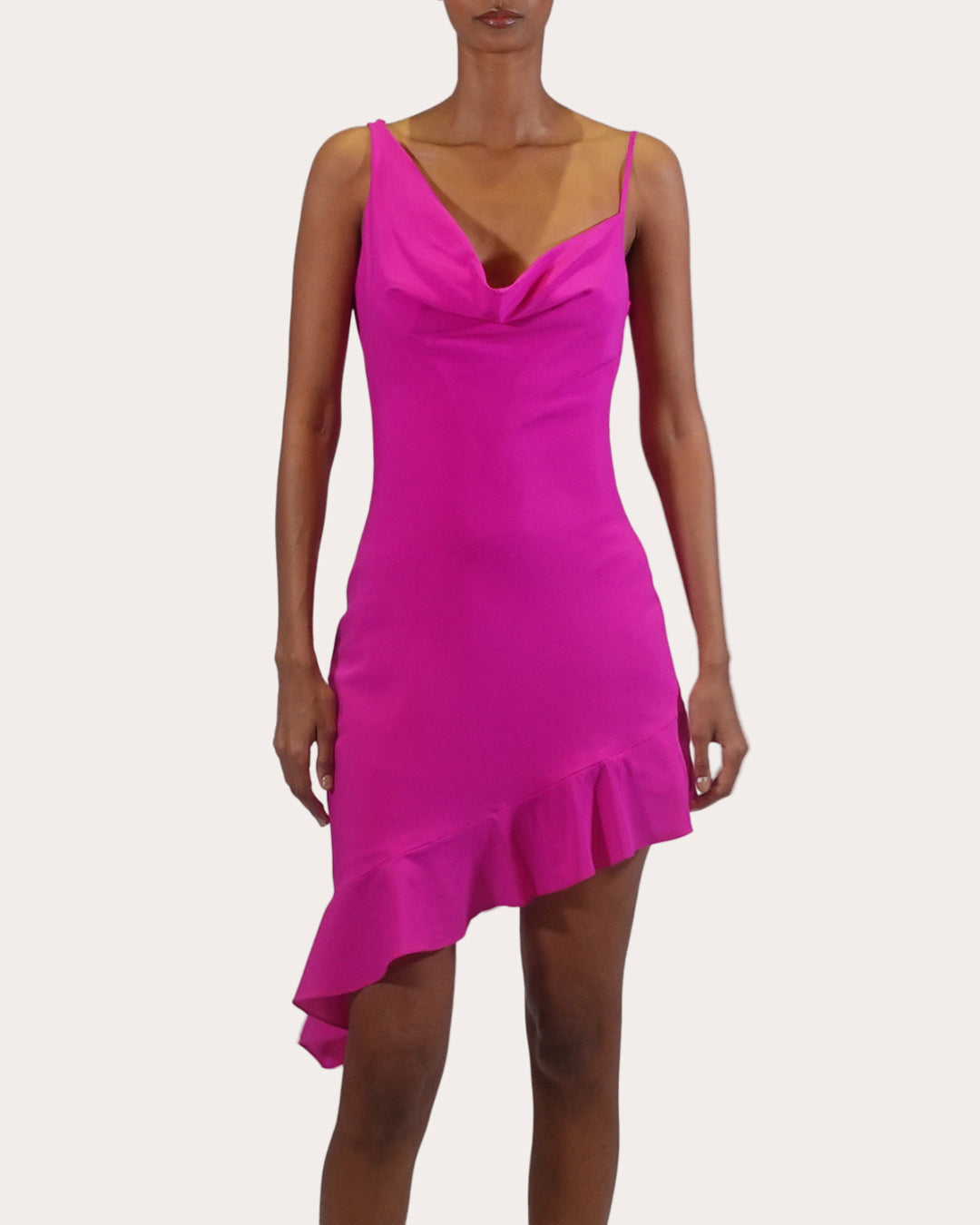 Daphne Asymmetric Draped Silk-Charmeuse Mini Dress