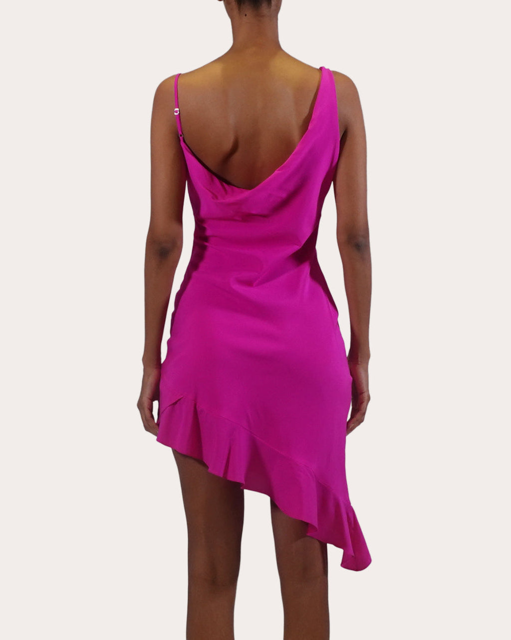 Daphne Asymmetric Draped Silk-Charmeuse Mini Dress
