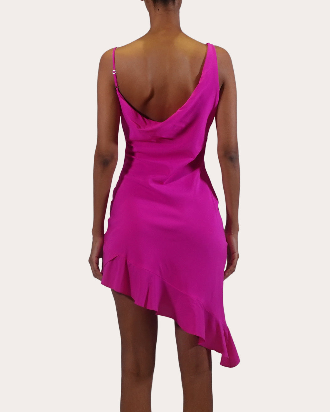 Daphne Asymmetric Draped Silk-Charmeuse Mini Dress
