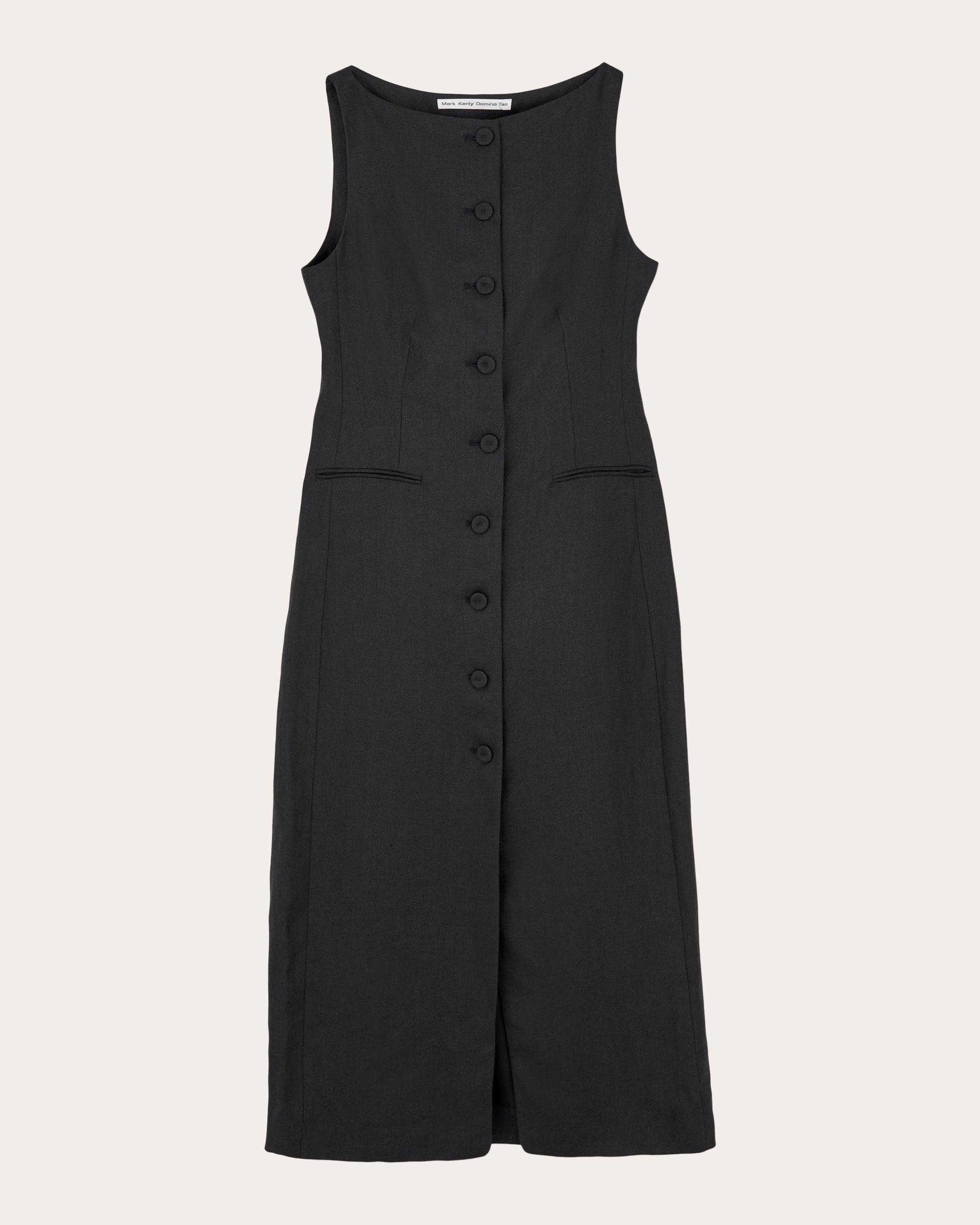 Dasia Herringbone Linen Midi Dress