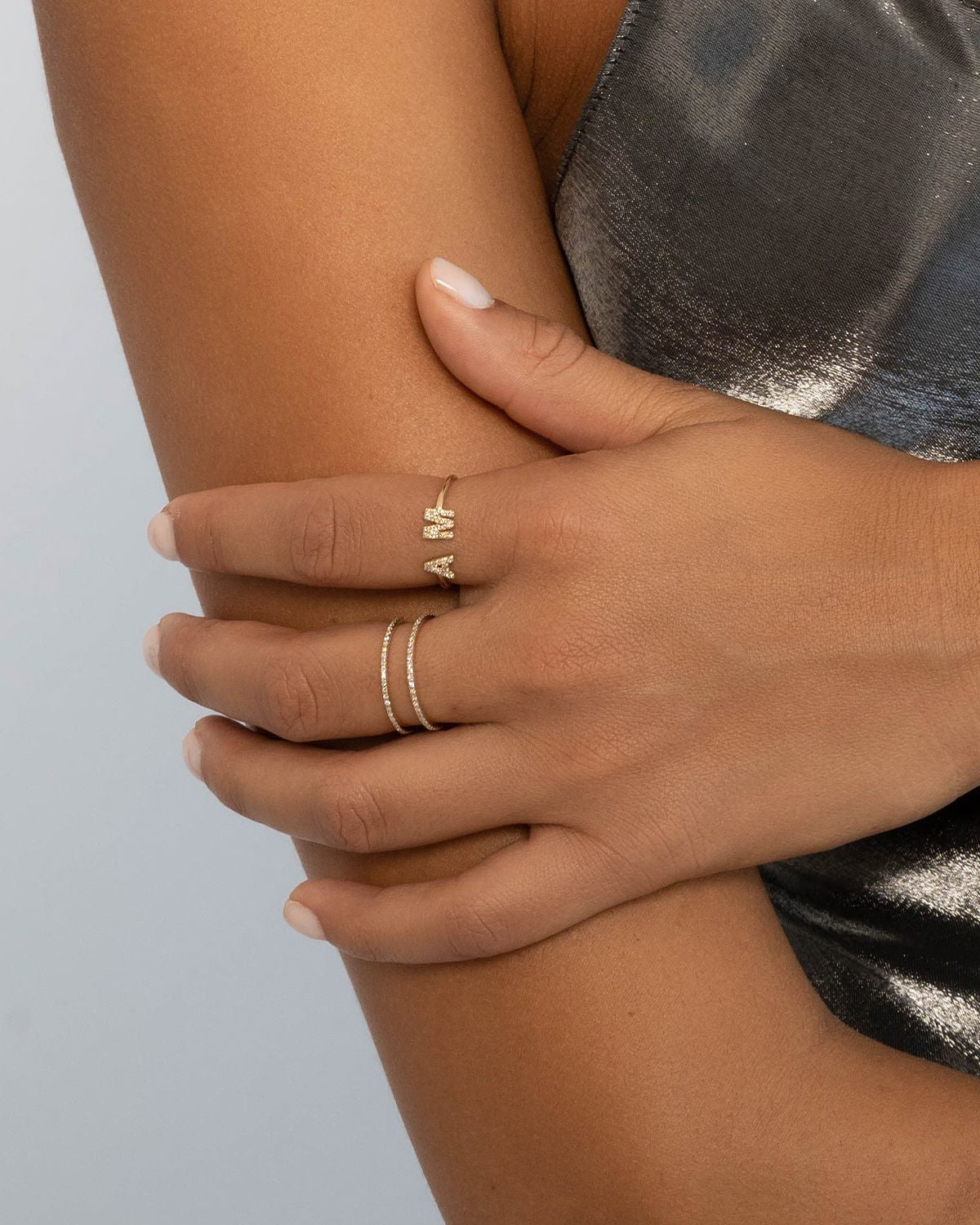 14K Gold Diamond Double Band Eternity Ring
