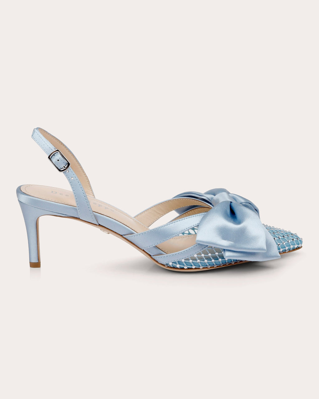 Brazil Embellished Satin and Mesh Slingback