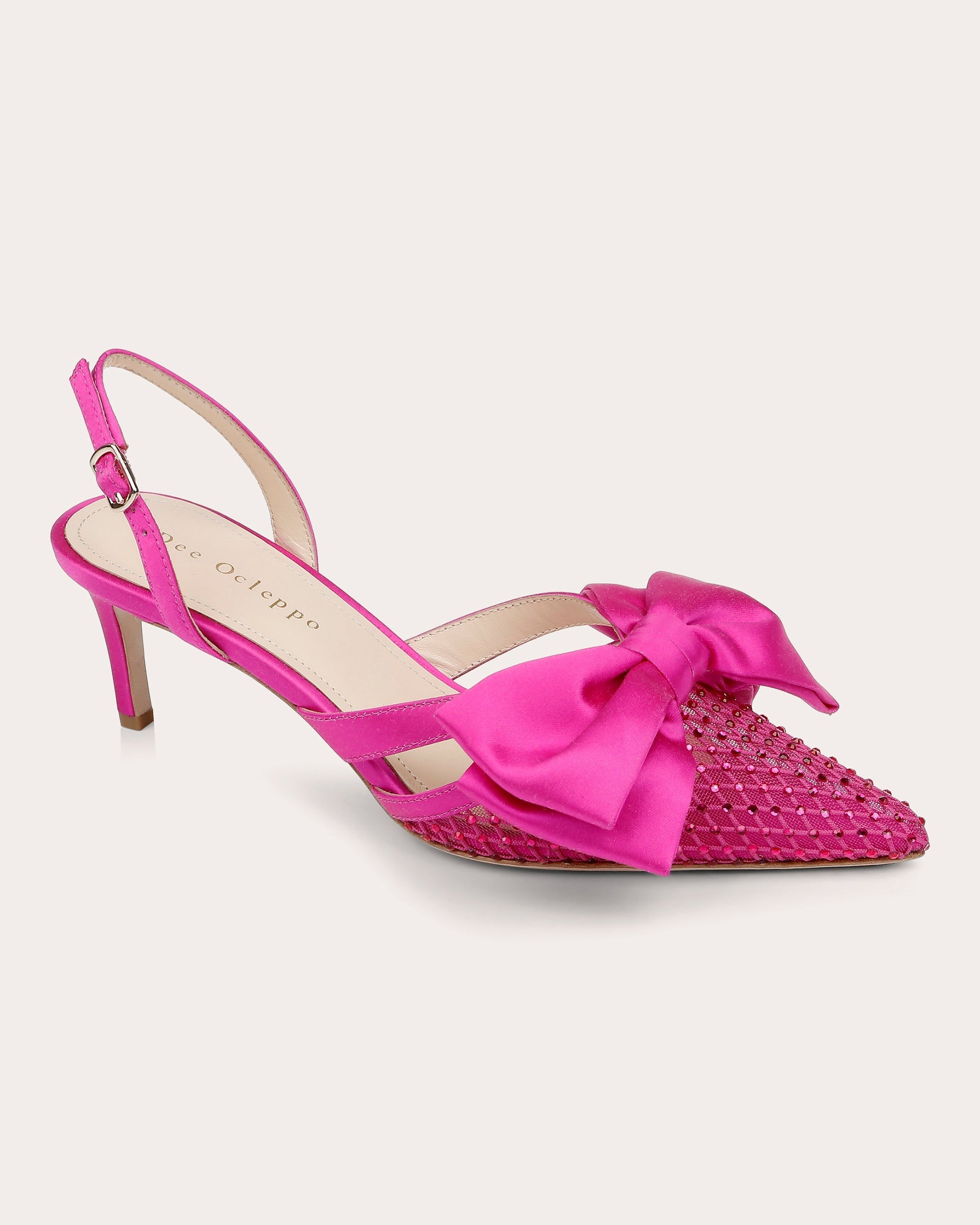 Brazil Embellished Satin and Mesh Slingback