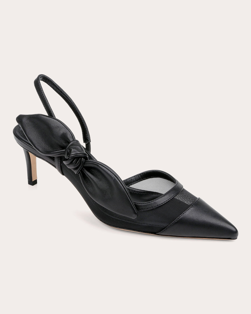 Caracas Knotted Bow Leather and Mesh Slingback Pump