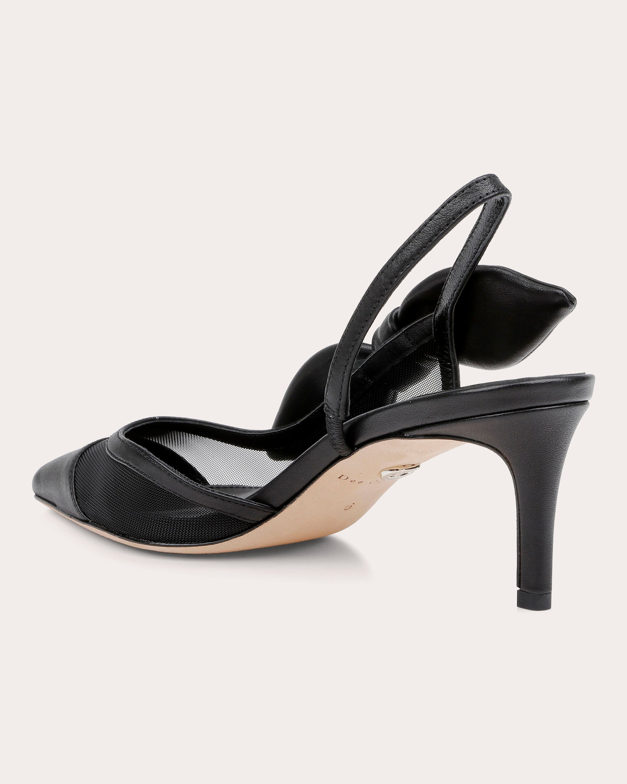 Caracas Knotted Bow Leather and Mesh Slingback Pump