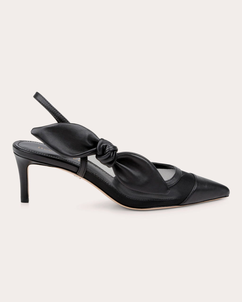 Caracas Knotted Bow Leather and Mesh Slingback Pump