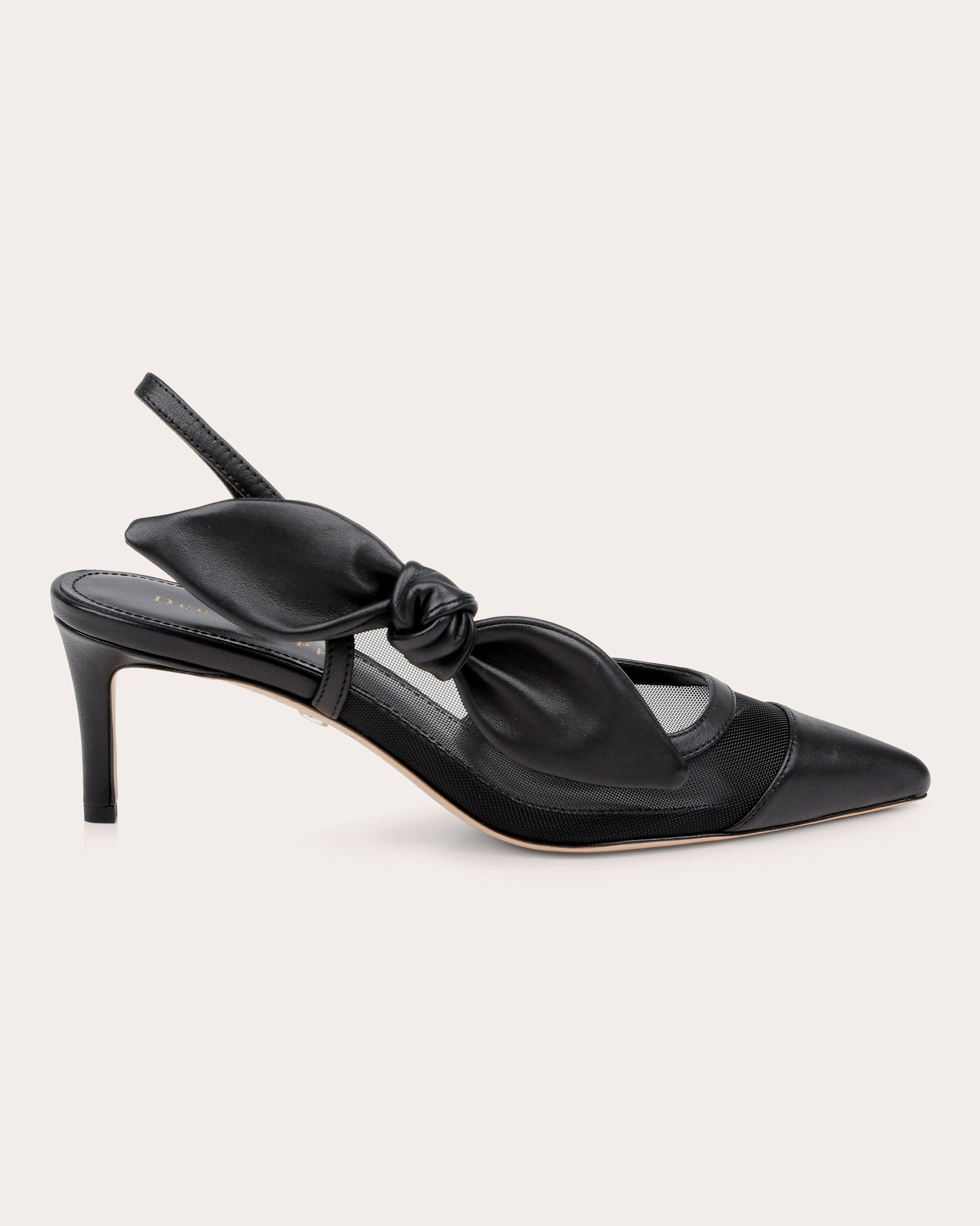 Caracas Knotted Bow Leather and Mesh Slingback Pump
