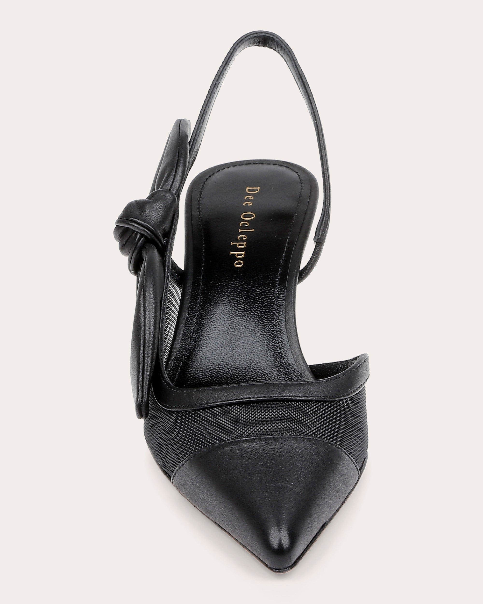 Caracas Knotted Bow Leather and Mesh Slingback Pump