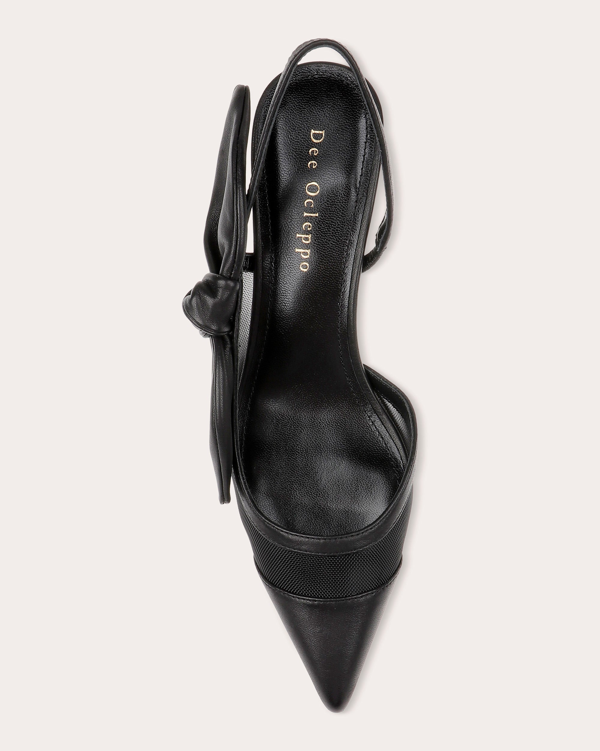Caracas Knotted Bow Leather and Mesh Slingback Pump