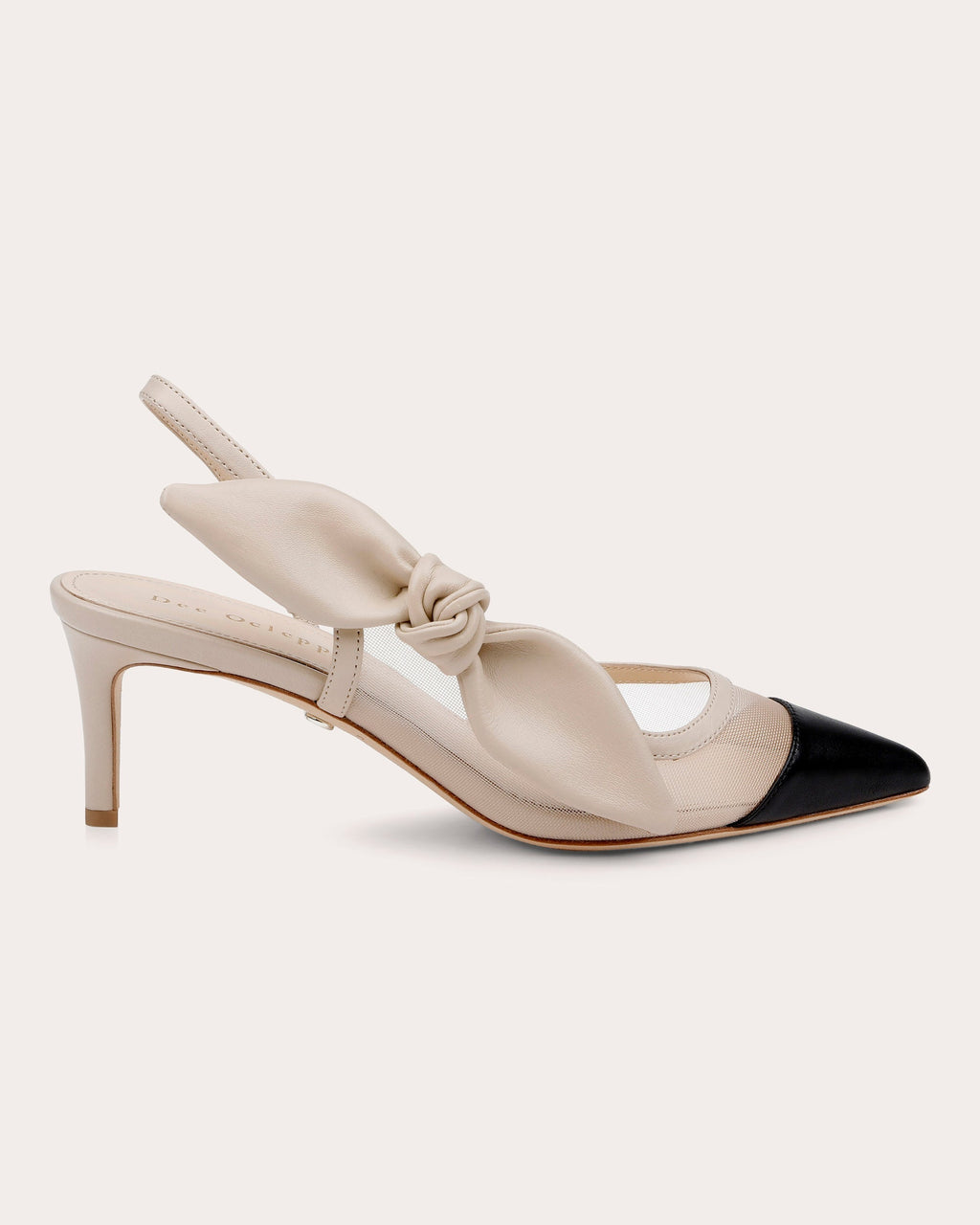 Caracas Knotted Bow Leather and Mesh Slingback Pump