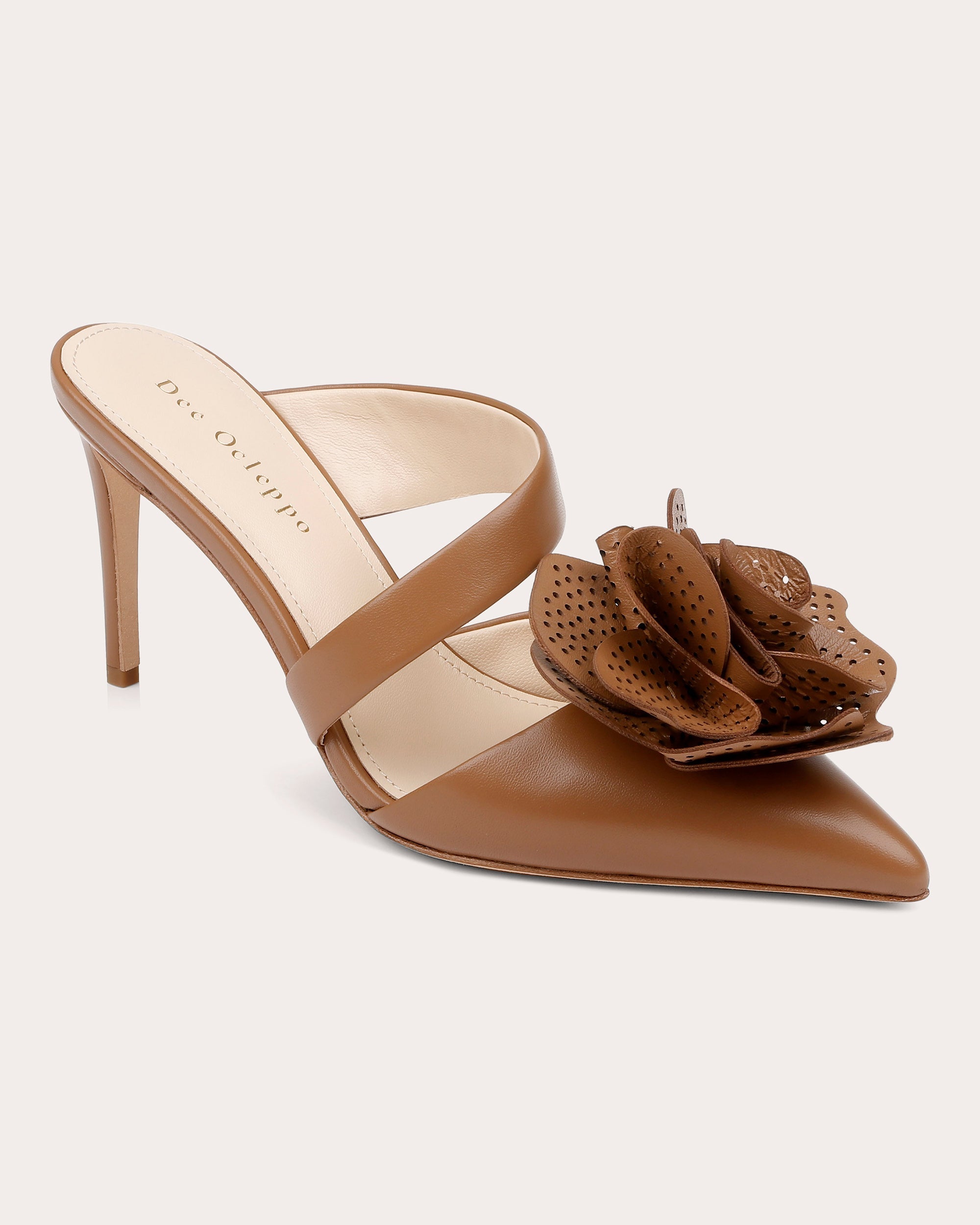 Chicago Flower-Embellished Leather Mule