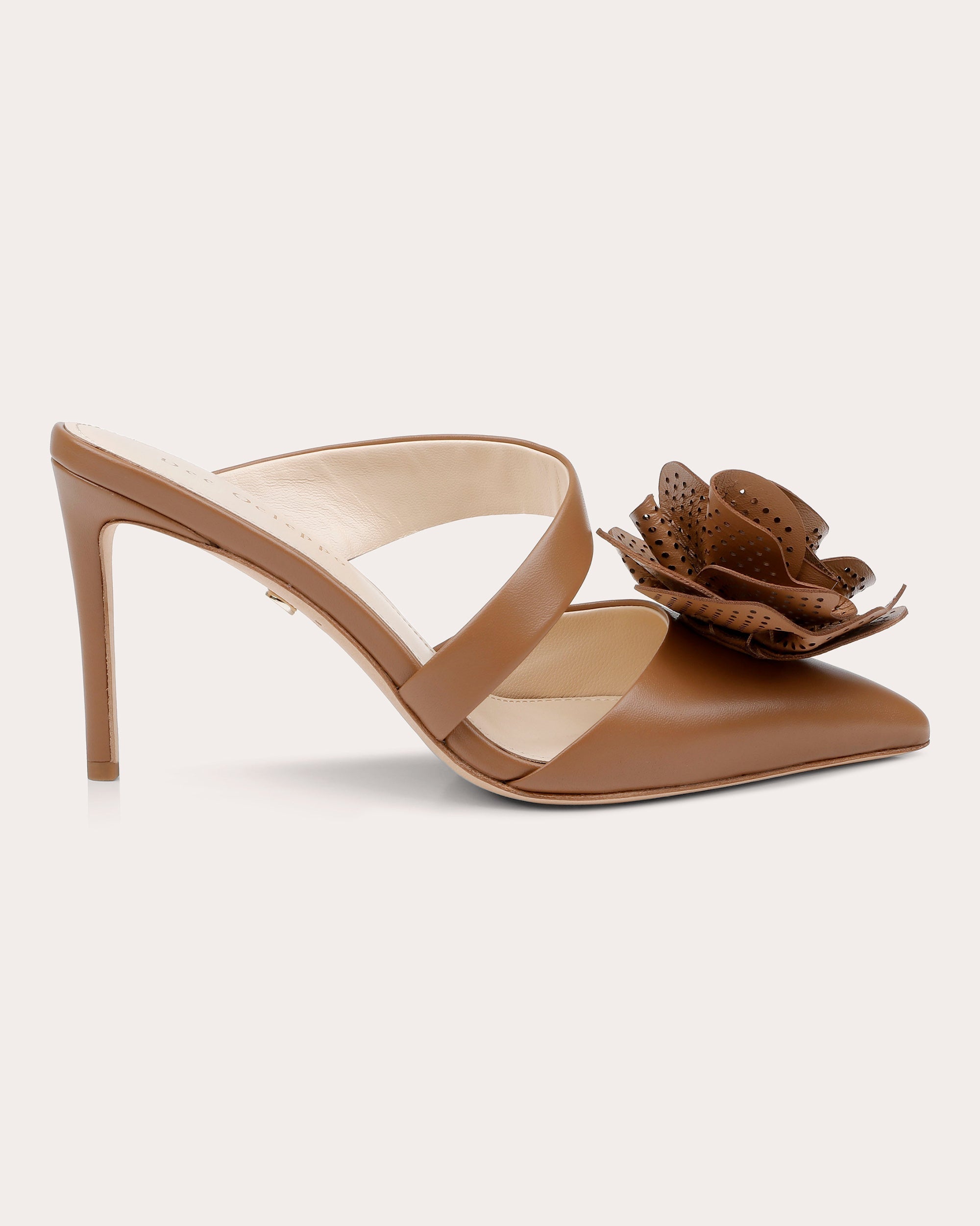 Chicago Flower-Embellished Leather Mule