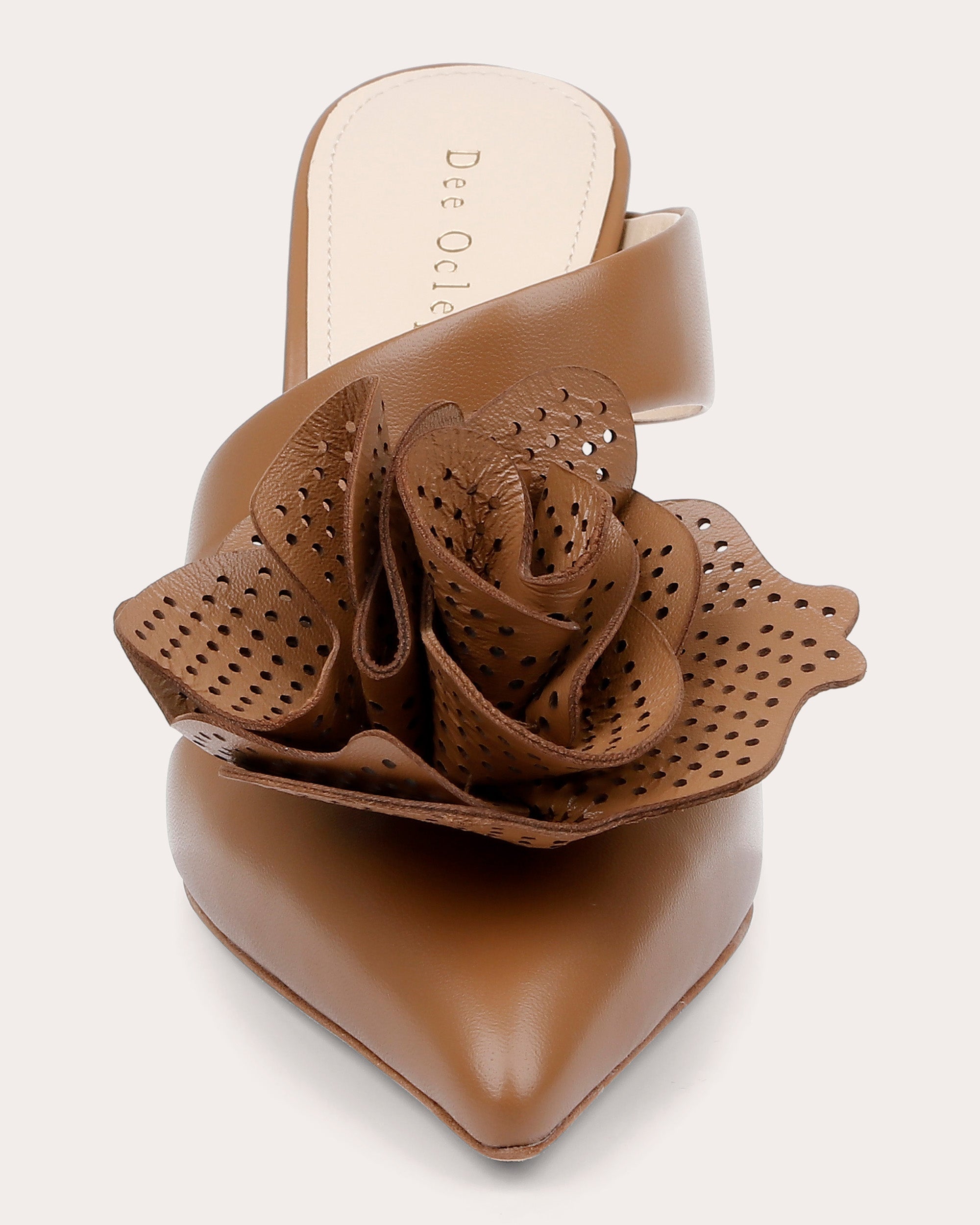 Chicago Flower-Embellished Leather Mule