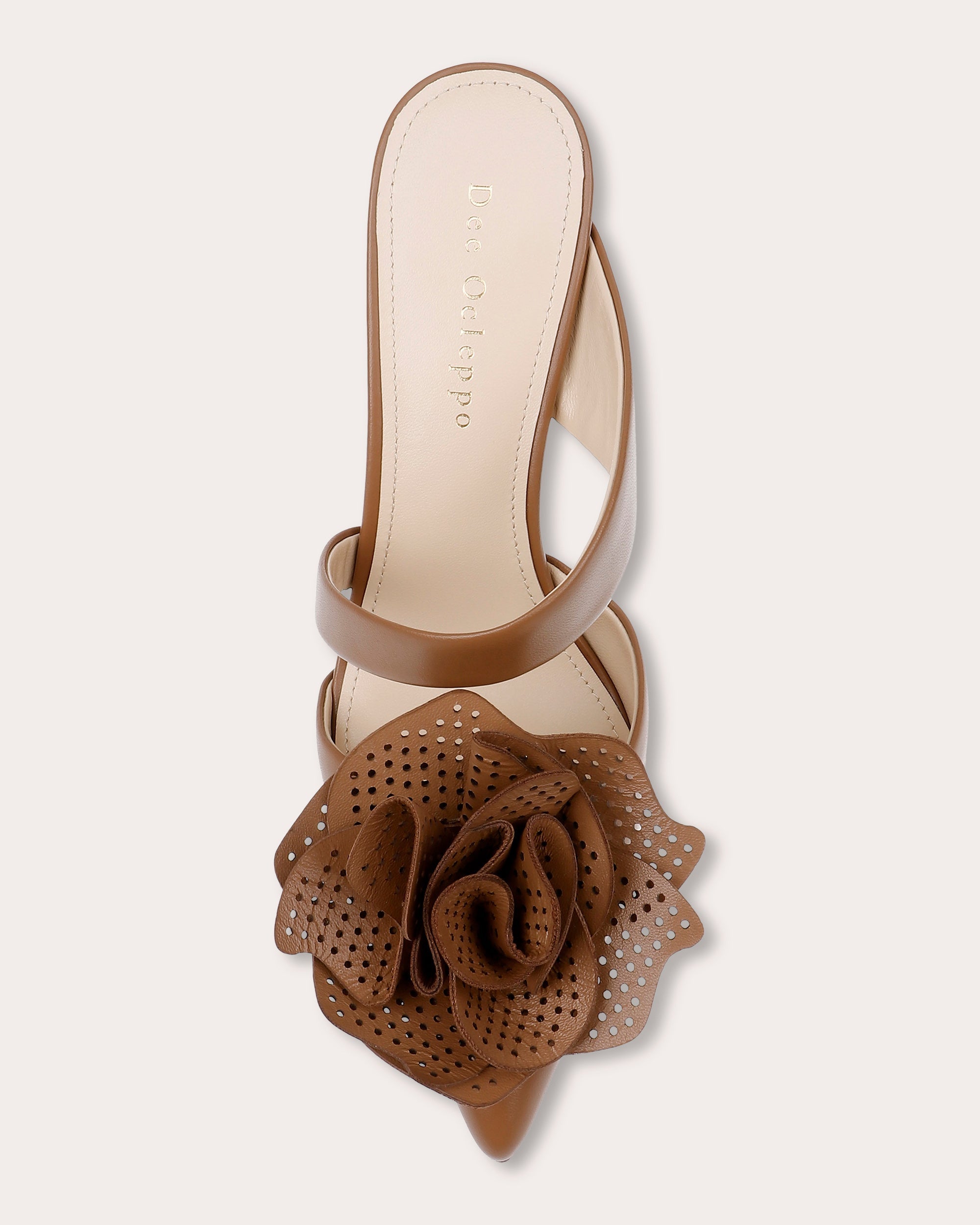 Chicago Flower-Embellished Leather Mule