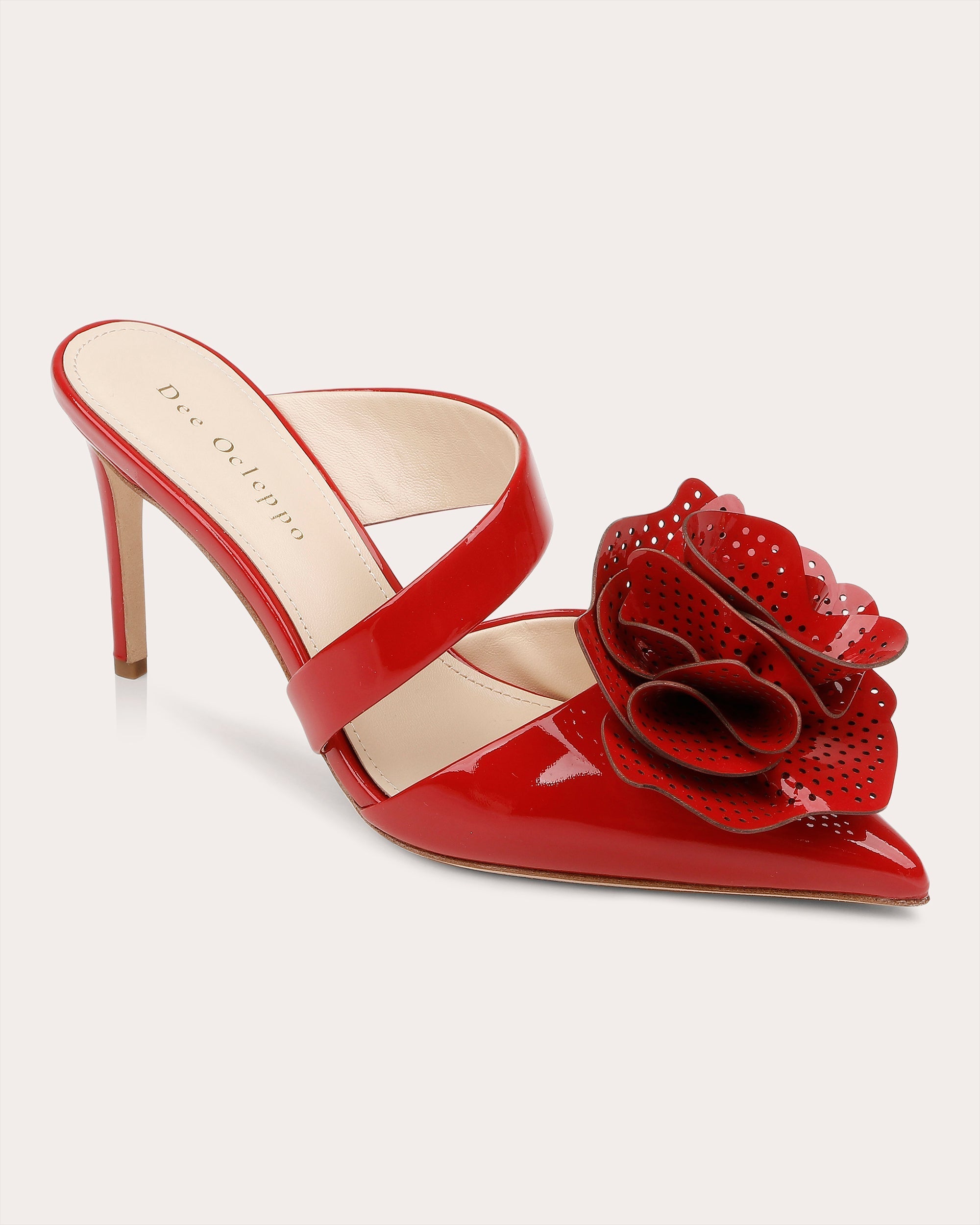 Chicago Flower-Embellished Patent Leather Mule