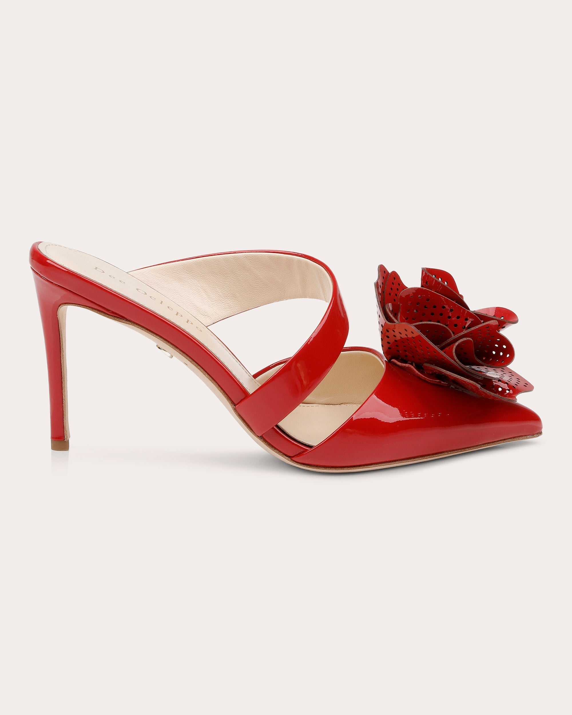 Chicago Flower-Embellished Patent Leather Mule