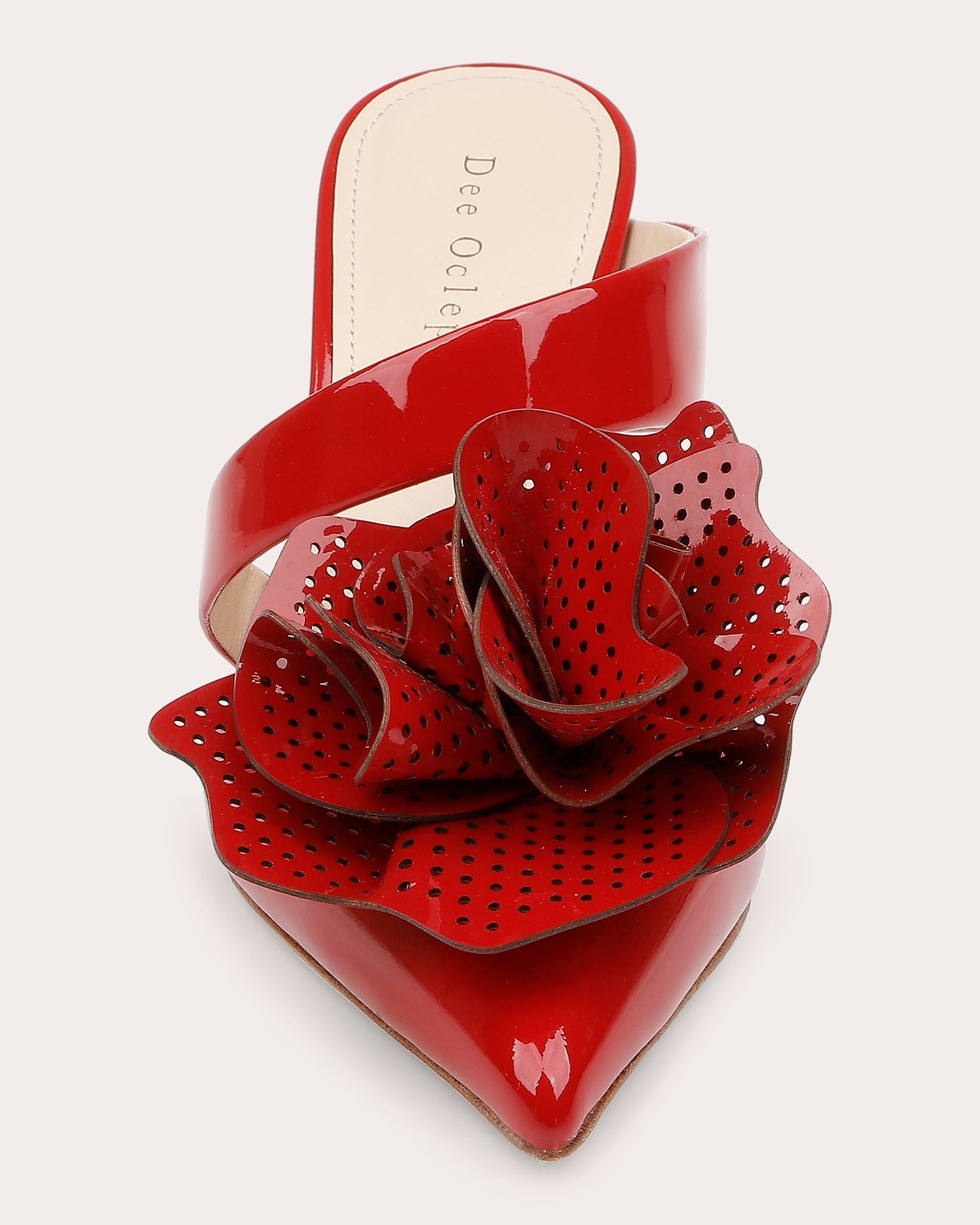 Chicago Flower-Embellished Patent Leather Mule