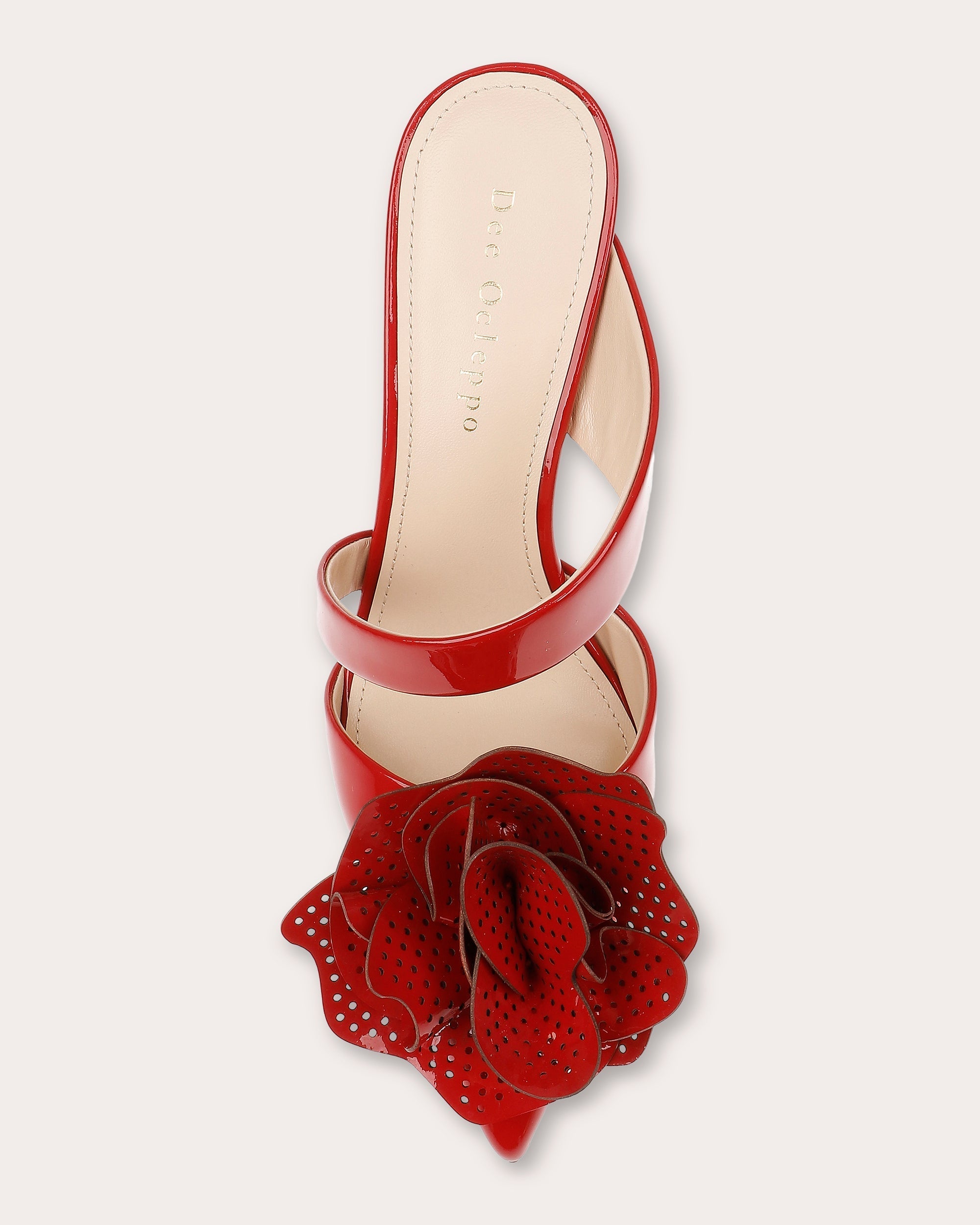 Chicago Flower-Embellished Patent Leather Mule