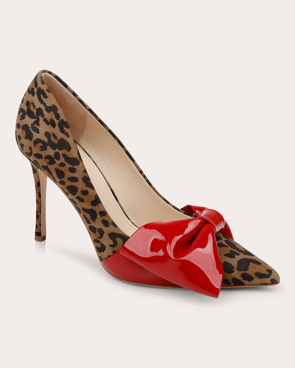 Delhi II Patent Leather Bow-Embellished Printed Leather Pump