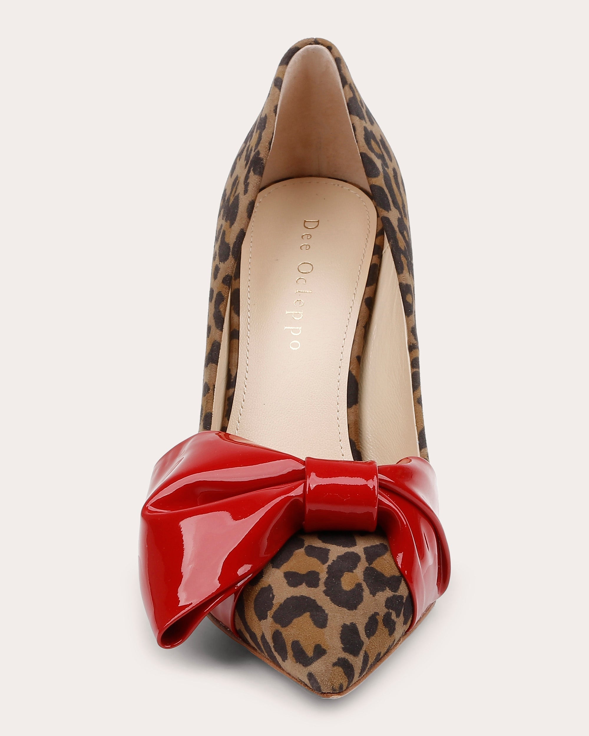 Delhi II Patent Leather Bow-Embellished Printed Leather Pump